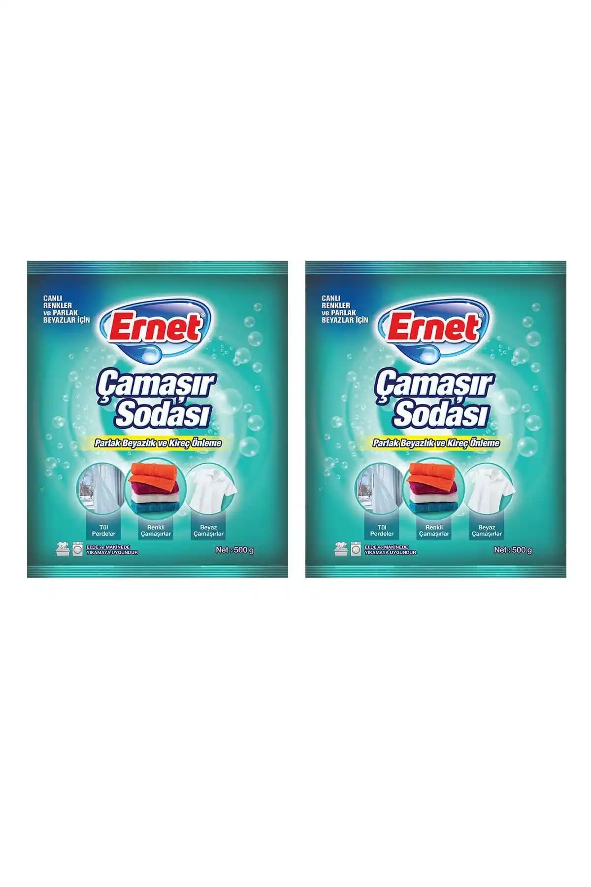 Ernet Çamaşır Sodası 500 G 2'li Paket Temizlikte Güç ve Güvenilirlik Sağlar