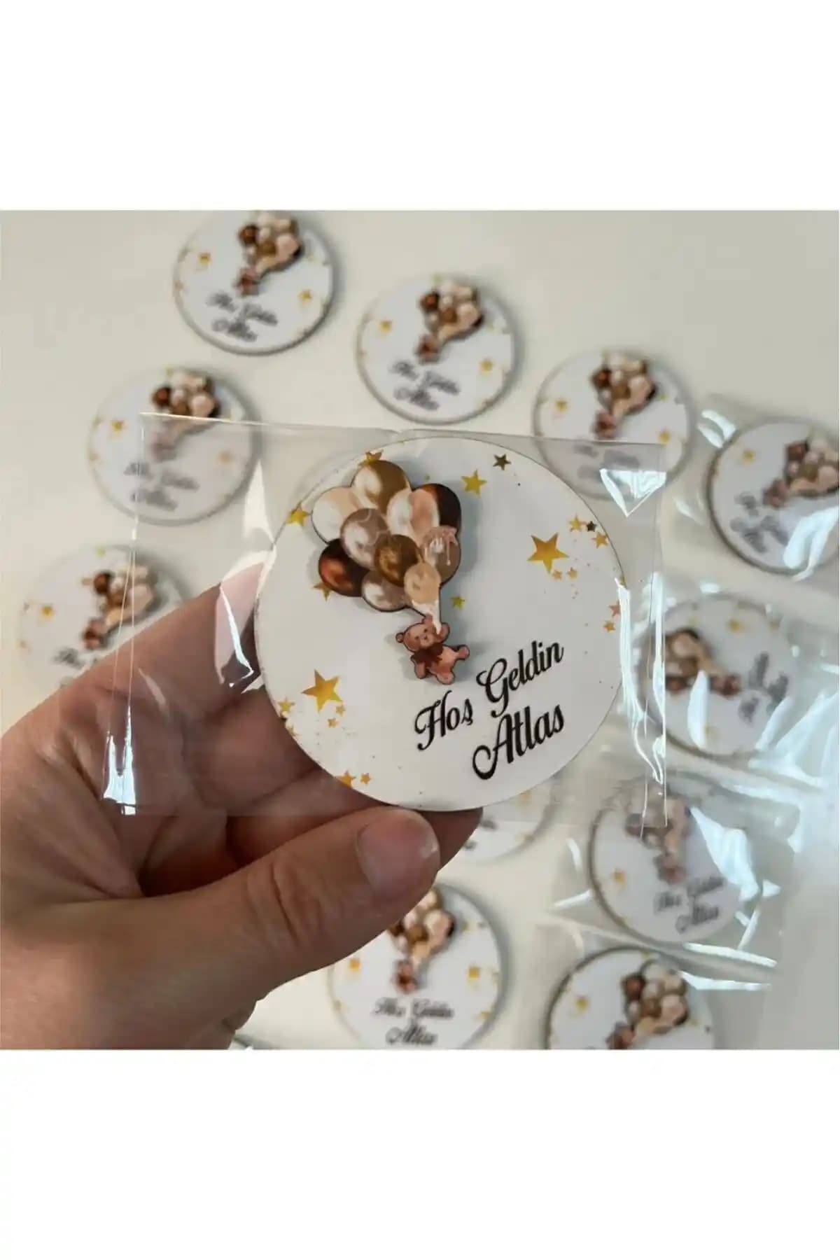 Fabriflow 25 Adet Balon Ayıcık Figürlü Kabartmalı Magnetler Dekoratif ve Fonksiyonel