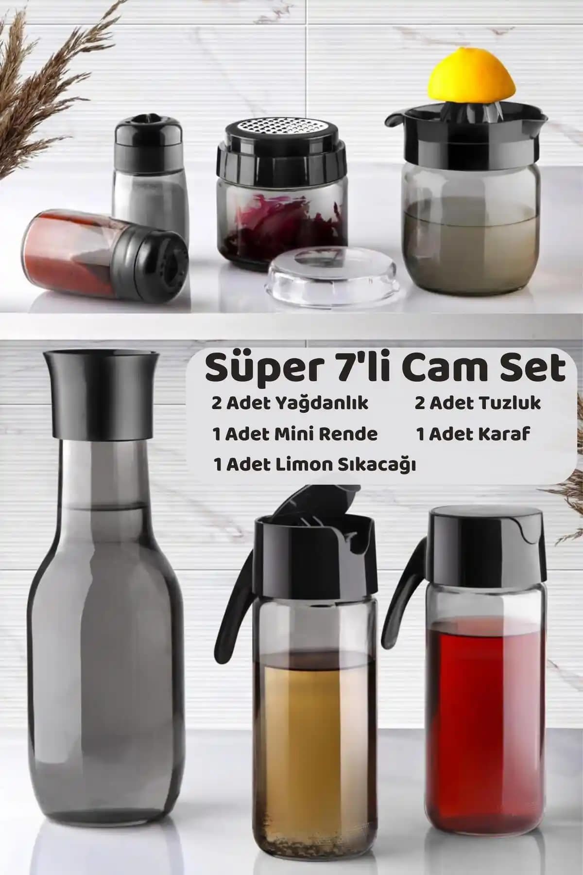 Füme Rainbow 7 Parça Mutfak Seti: Estetik ve Kullanışlı Cam Gereçler