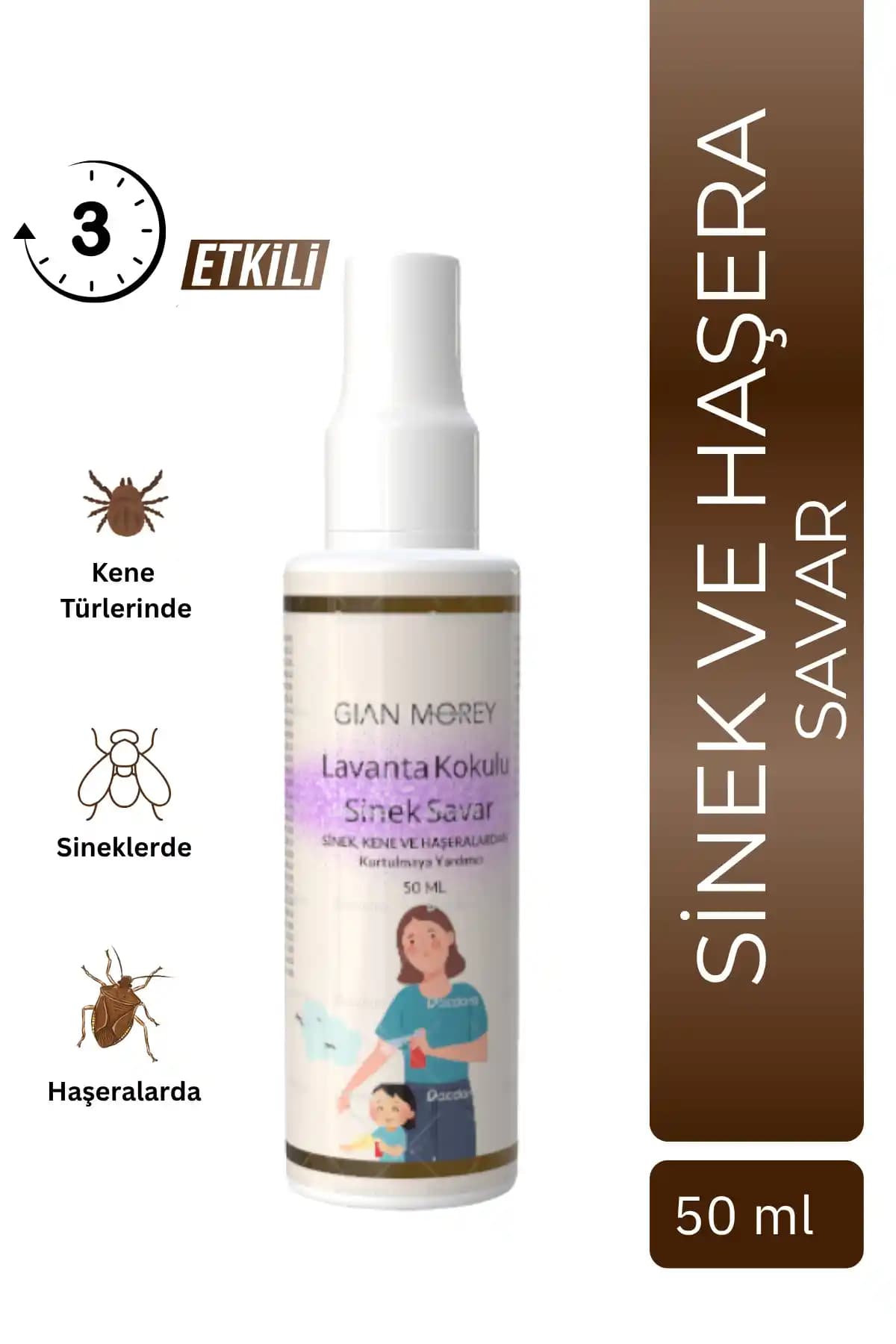 Gian Morey Lavanta Kokulu Sinek Kene ve Haşere Kovucu Sprey Doğal ve Güvenli Koruma Sağlar