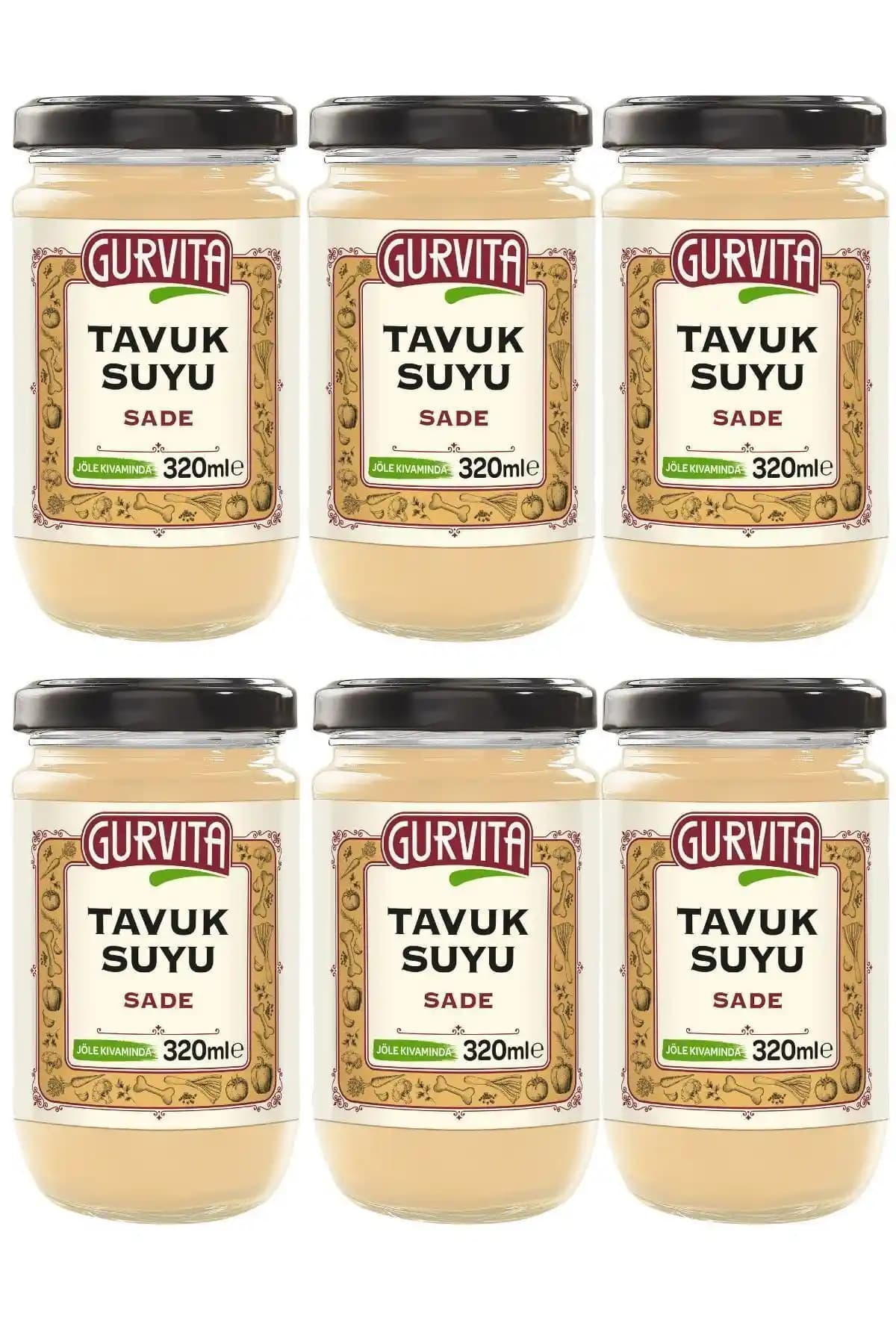 Gurvita Kıvamında Tavuk Suyu Sade 320 ml 6'lı Paket ile Pratik ve Lezzetli Yemekler