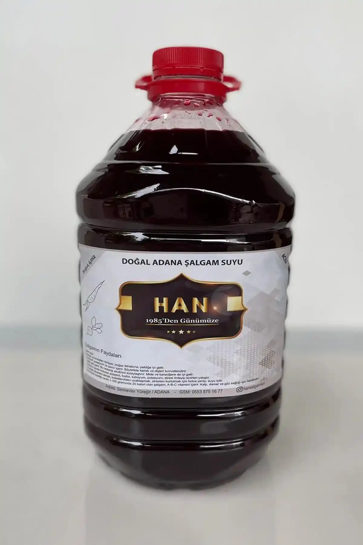 HAN Şalgam Katkısız Adana Şalgamı 5 Litre Acılı Doğal Geleneksel Türk İçeceği