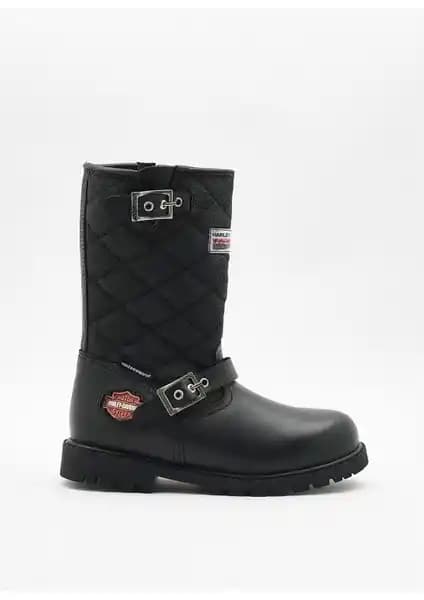 Harley Davidson Laconia Su Geçirmez Çocuk Siyah Deri Çizme - Dayanıklı ve Şık Tasarım