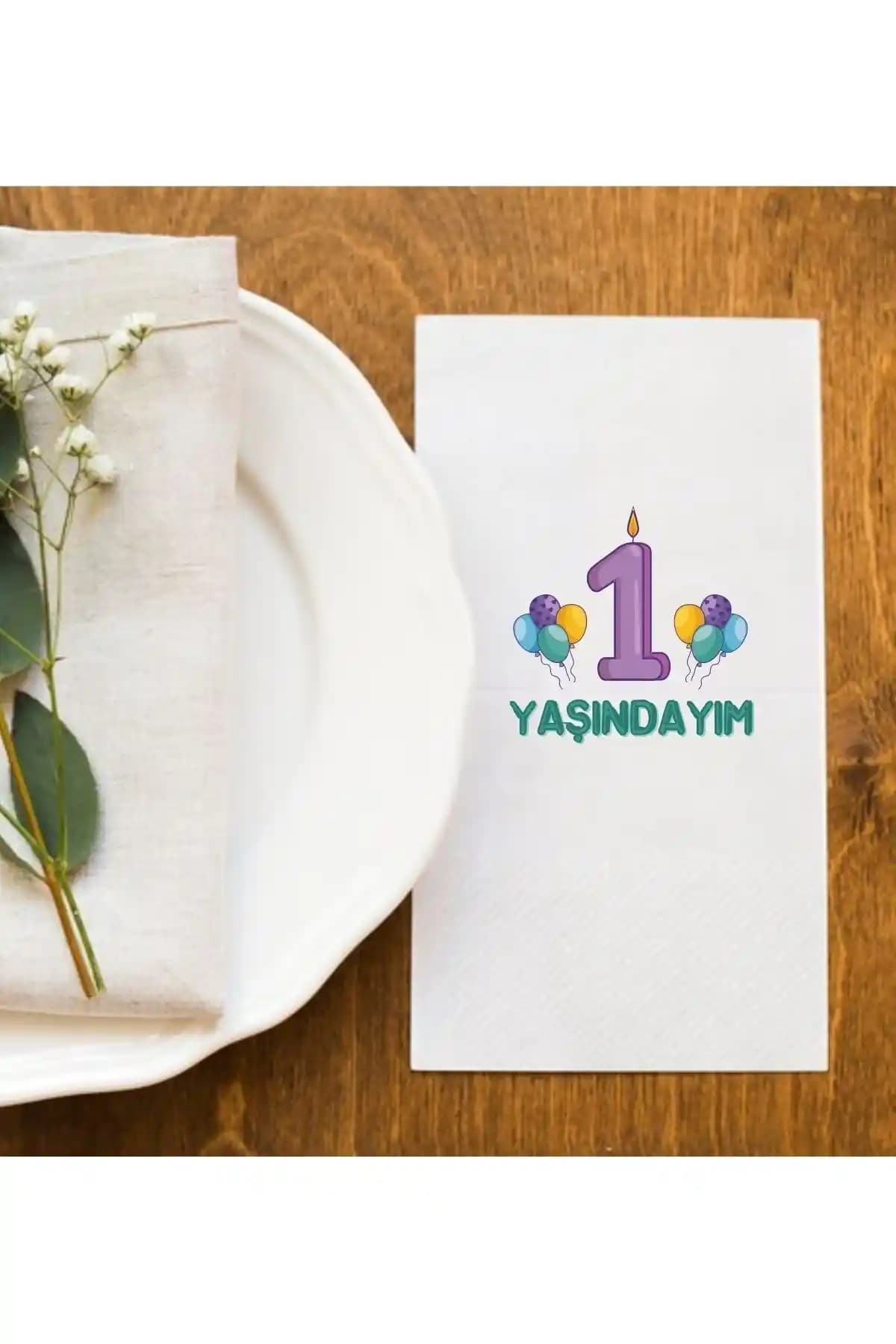 Hediyenza 1 Yaşındayım Doğum Günü Parti Baskı Peçete - Şık ve Pratik Kullanım İçin