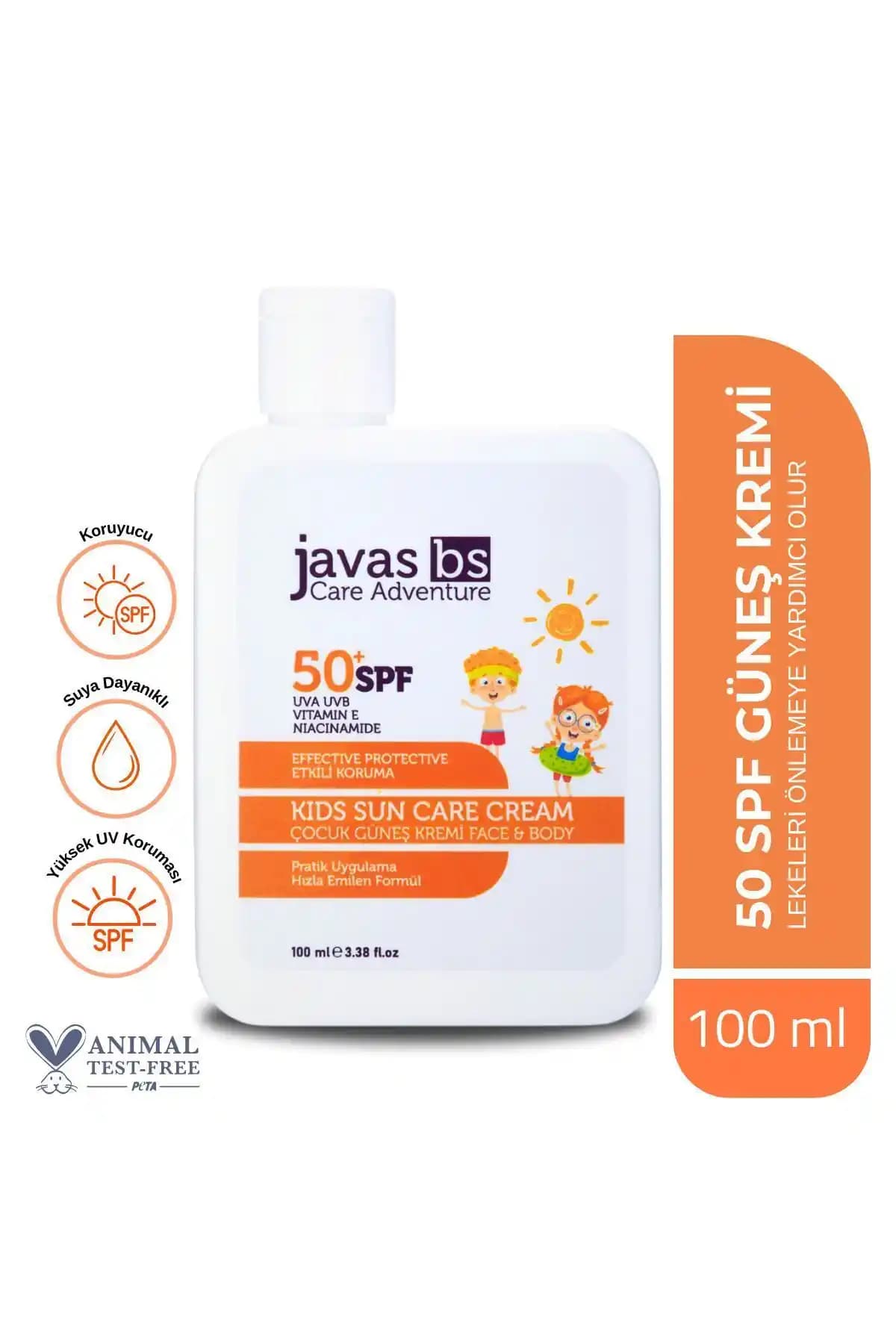 Javas BS Bebek ve Çocuklar İçin Güvenli Güneş Koruyucu Krem SPF 50+ Türkiye Üretimi