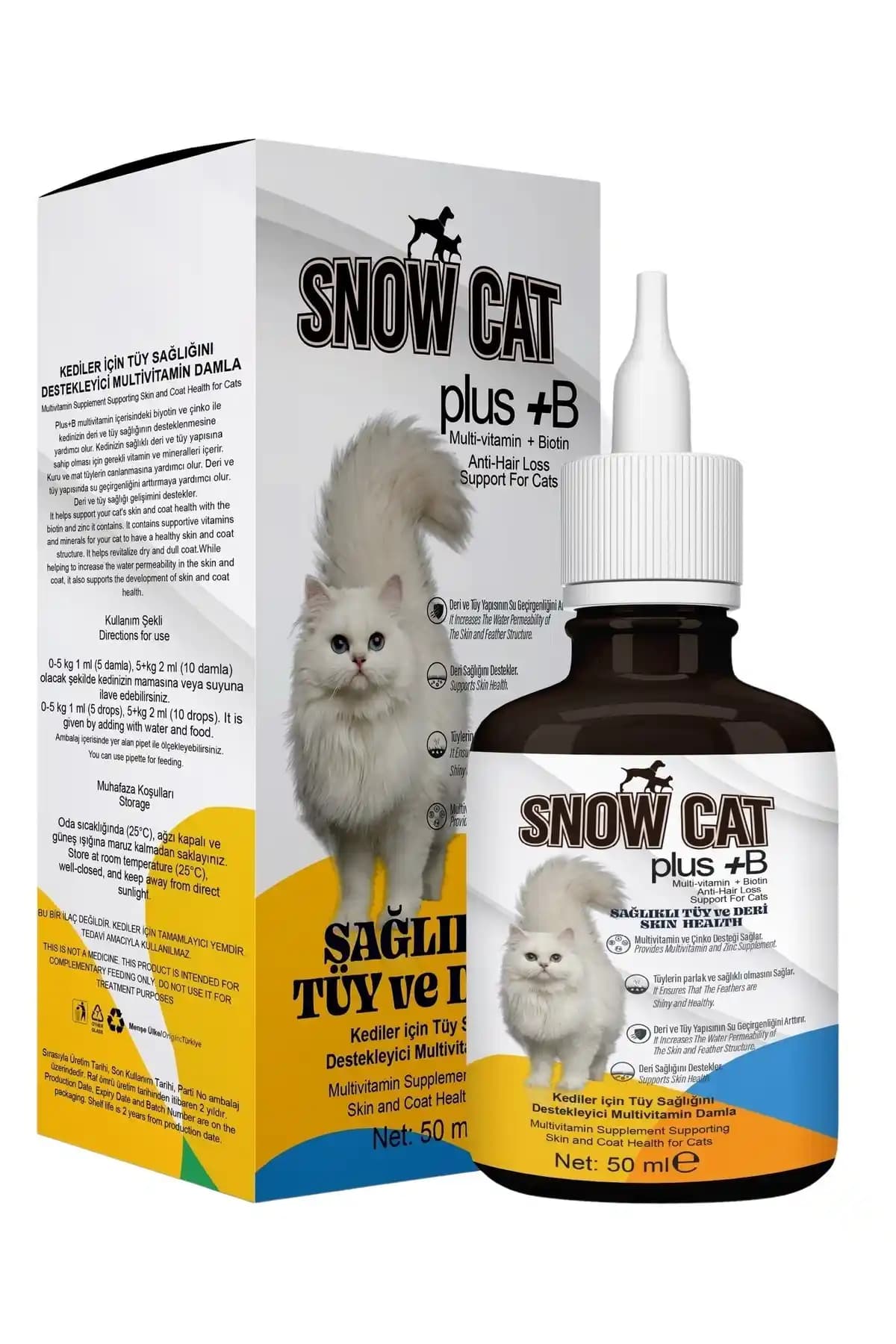 Kedinizin Tüy ve Deri Sağlığını Destekleyen Snow Cat Multivitamin-Biotin Ürünü