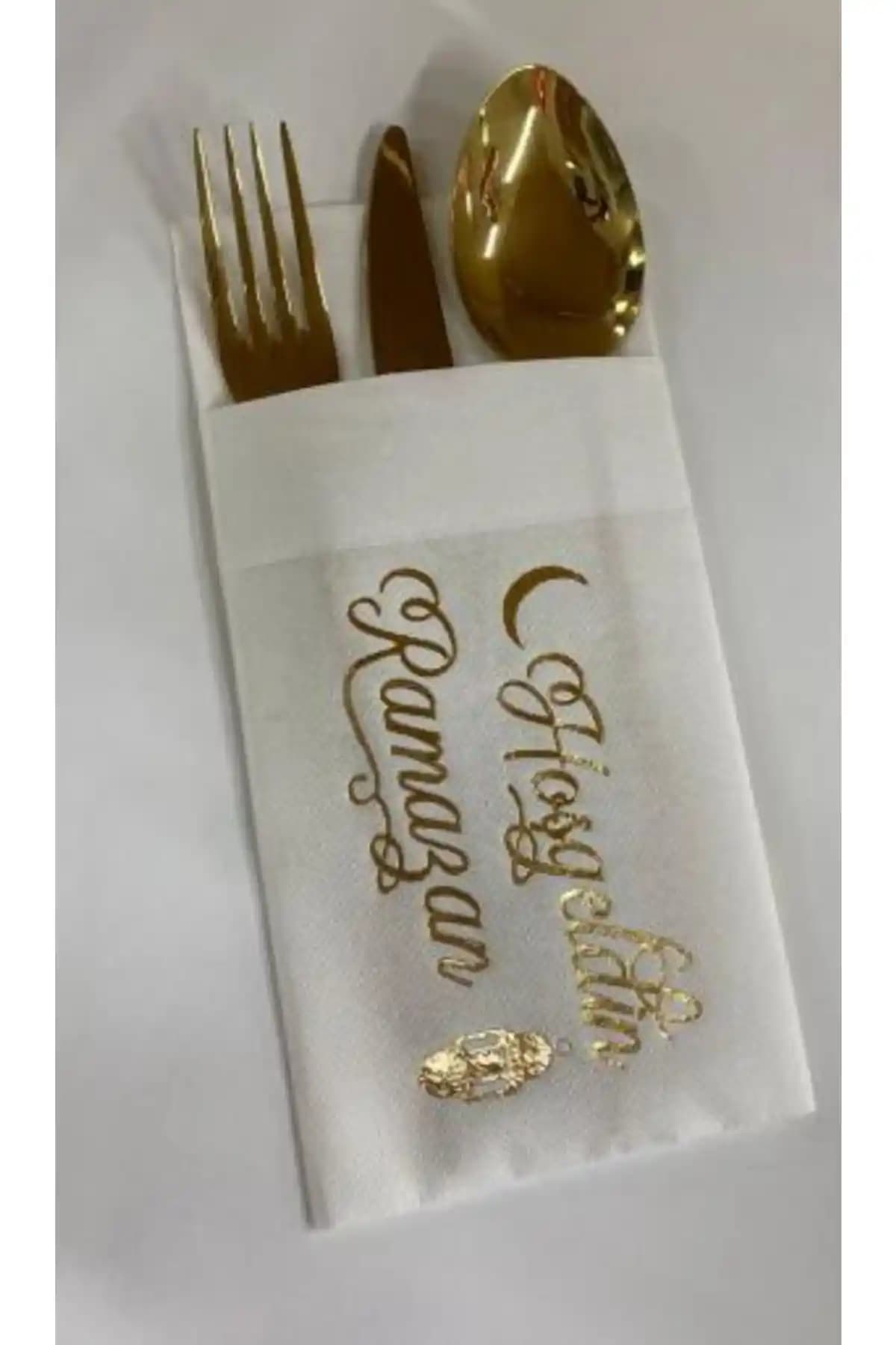 Kidspartim Gold Yalızlı Beyaz Ramazan Cepli Air Touch Peçete Şık ve Pratik Kullanım İçin Uygun