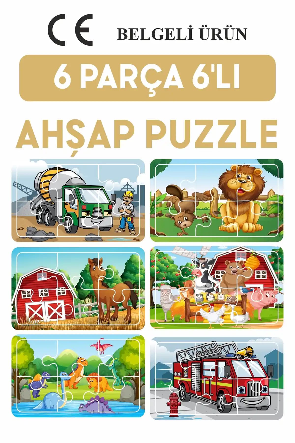 LİPYOS Baby Puzzle 6 Parça: Güvenli ve Eğitici Ahşap Çocuk Puzzle Seti
