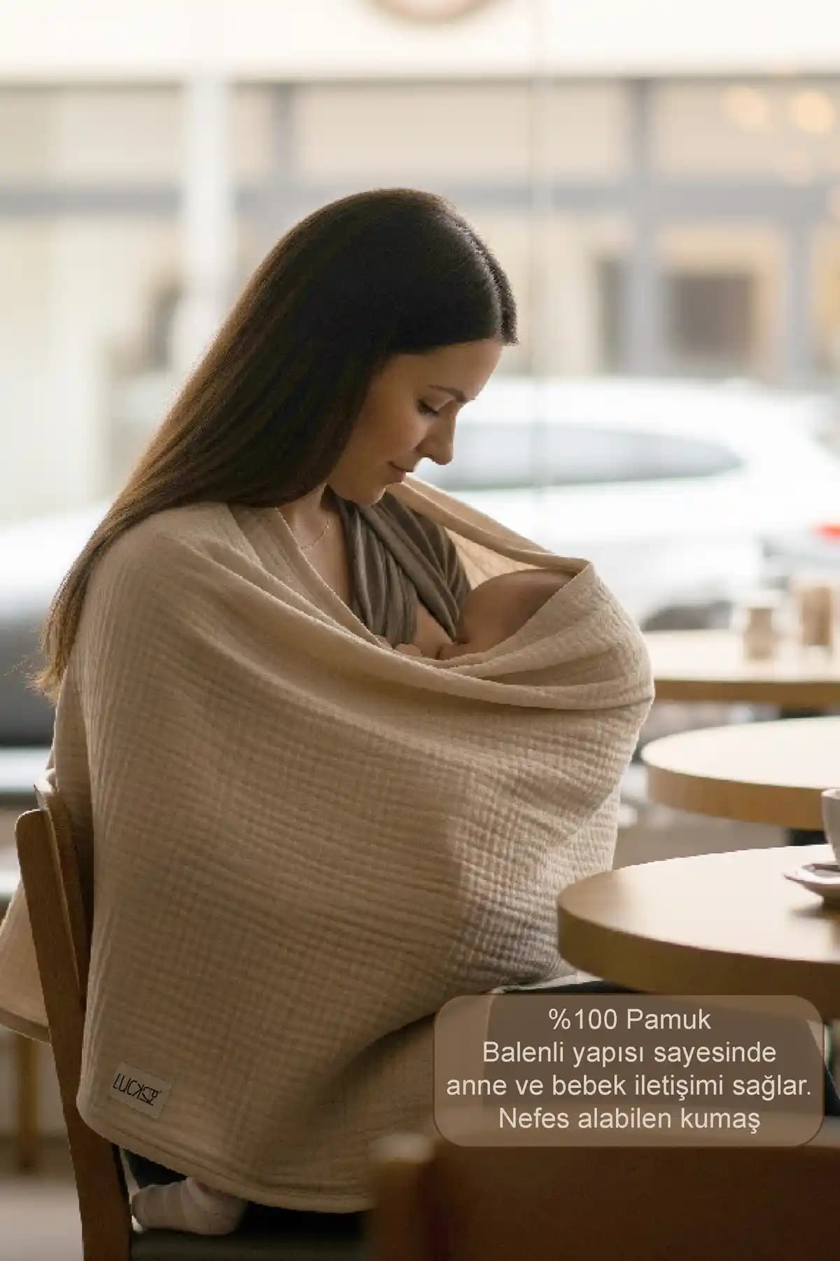 Luckka 2 Katlı Balenli Müslin Emzirme Önlüğü: Konforlu ve Şık Emzirme Deneyimi