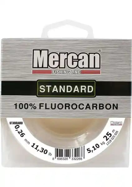 Mercan %100 Fluorocarbon Standart 25 M Makara Misina Balıkçılıkta Güç ve Dayanıklılık Sağlar