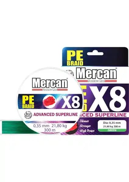 Mercan Pe Örgü Platinum 8x İp 300 M Yeşil Balıkçılık Misinası Profesyonel Kullanım İçin