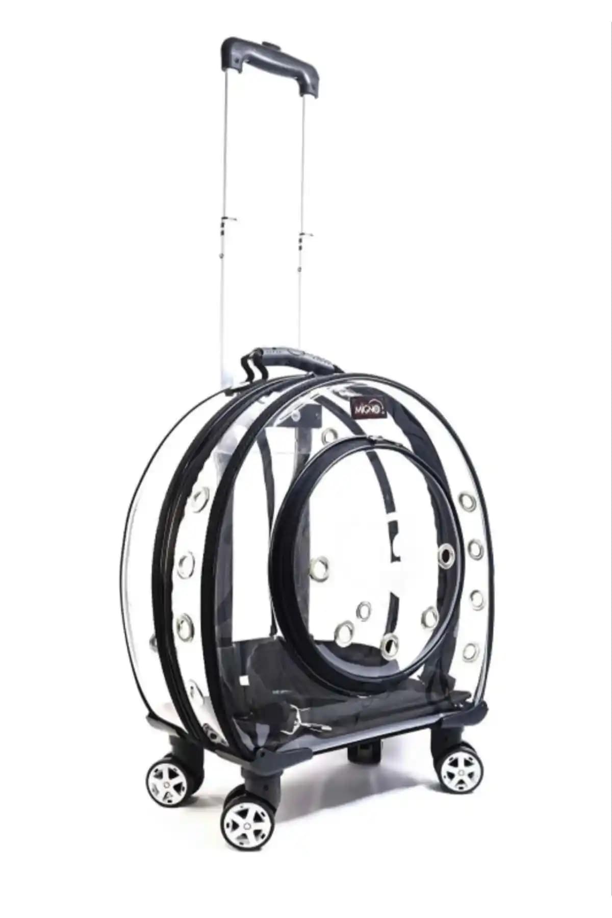 Migno Şeffaf Tekerlekli Kedi ve Köpek Taşıma Valizi: Dayanıklı ve Şık Tasarım
