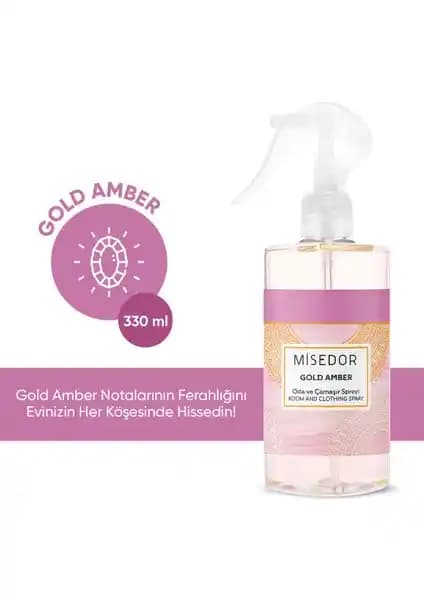 Misedor Gold Amber Çiçek Kokulu Oda Spreyi ve Çamaşır Parfümü: Uzun Süreli Ferahlık ve Doğal Koku