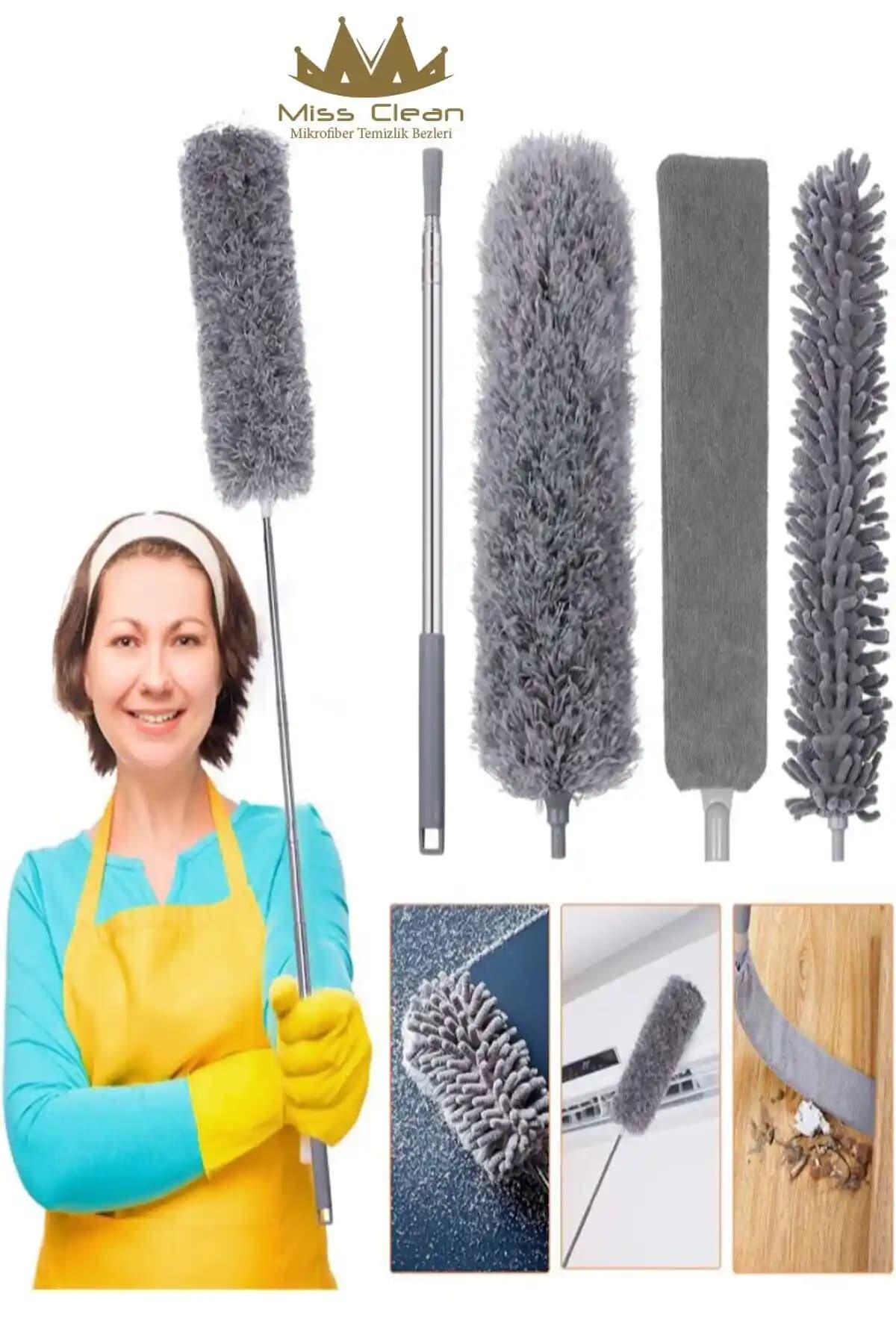 MissClean Mikrofiber Manyetik Anti-statik Bükülebilen Toz Alma Seti Temizlikte Yeni Bir Dönem