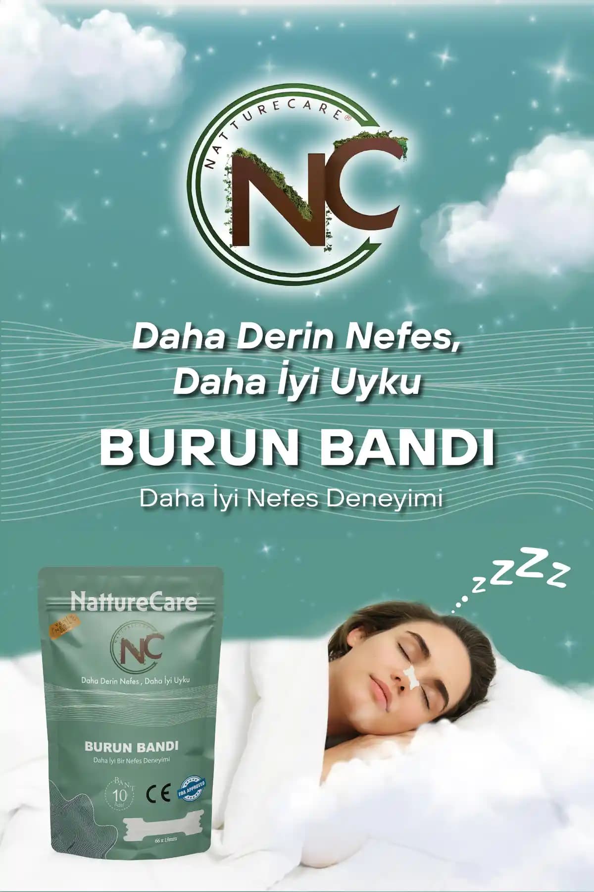 NC Natturecare Yeni Nesil Burun Bandı ile Nefes Almayı Kolaylaştırın ve Horlamayı Azaltın