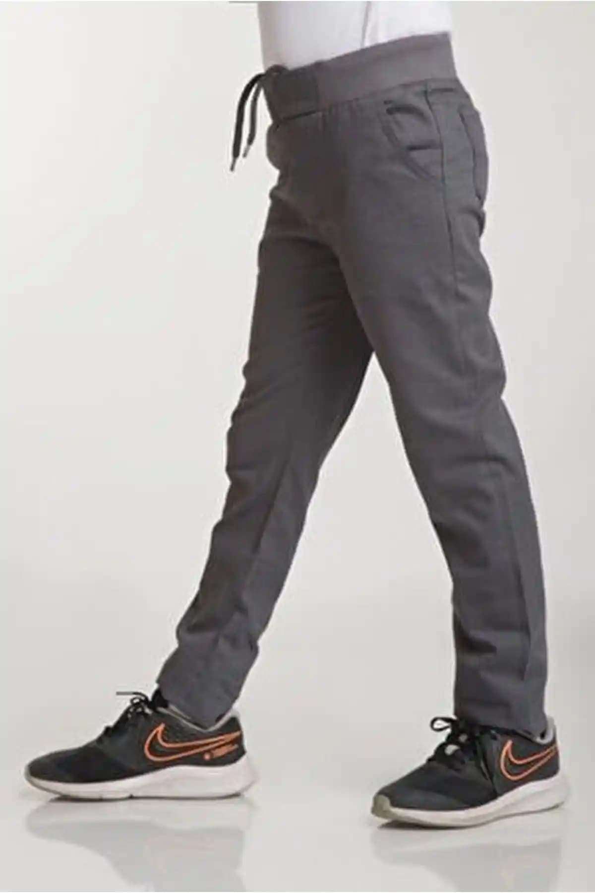 Okulca Gri Beli Ribanalı Likralı Kanvas Çocuk Okul Pantolonu Detaylı İnceleme ve Özellikleri