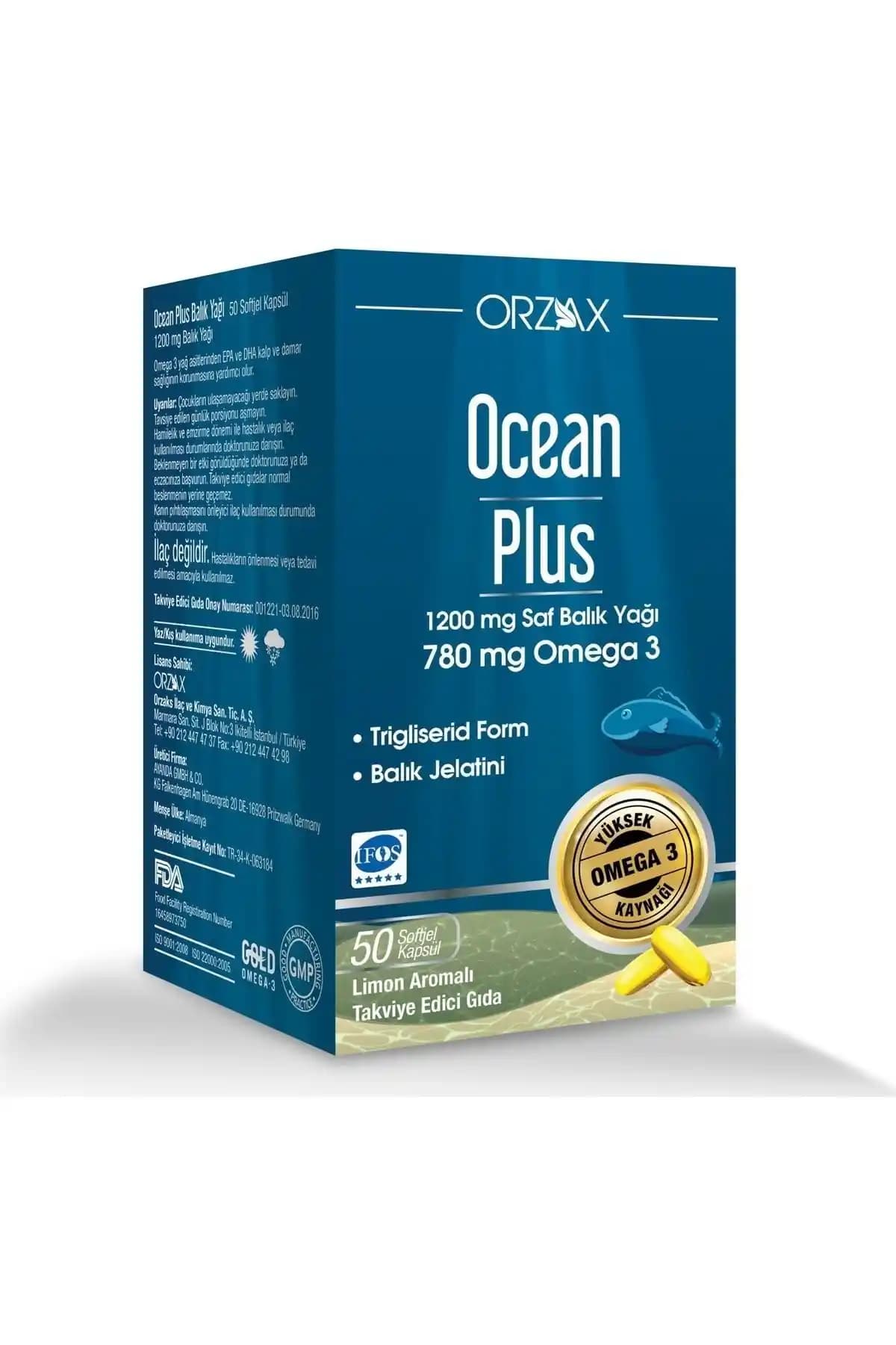 Orzax Ocean Plus 1200 Mg Omega-3 Balık Yağı Takviyesi Sağlık ve Cilt Desteği