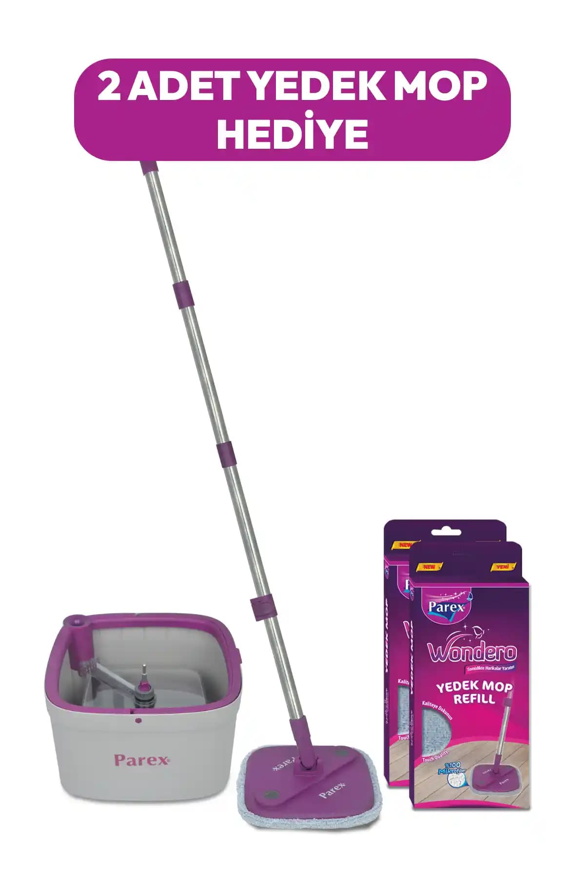 Parex Wondero +2 Yedek Moplu Bezli Temizlik Seti ile Hassas ve Pratik Temizlik Çözümleri