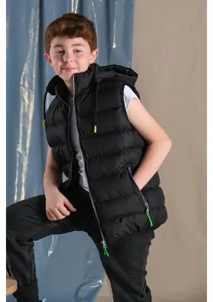 Pina Kids Erkek Çocuklar İçin Çıkarılabilir Kapüşonlu Su Geçirmez Şişme Yelek