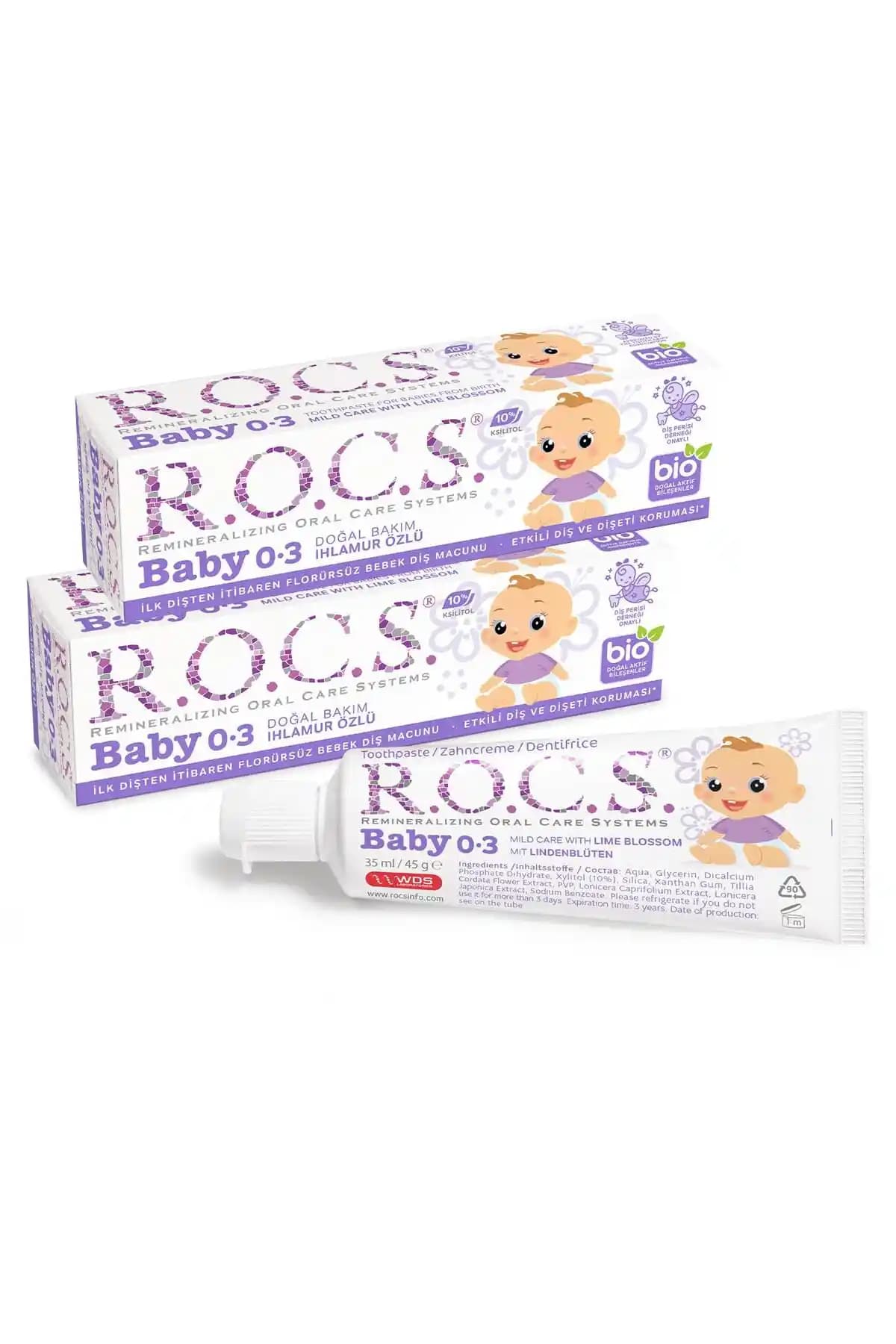 R.O.C.S. Rocs Baby 0-3 Yaş Ihlamur Özlü Doğal Güvenli Bebek Diş Macunu