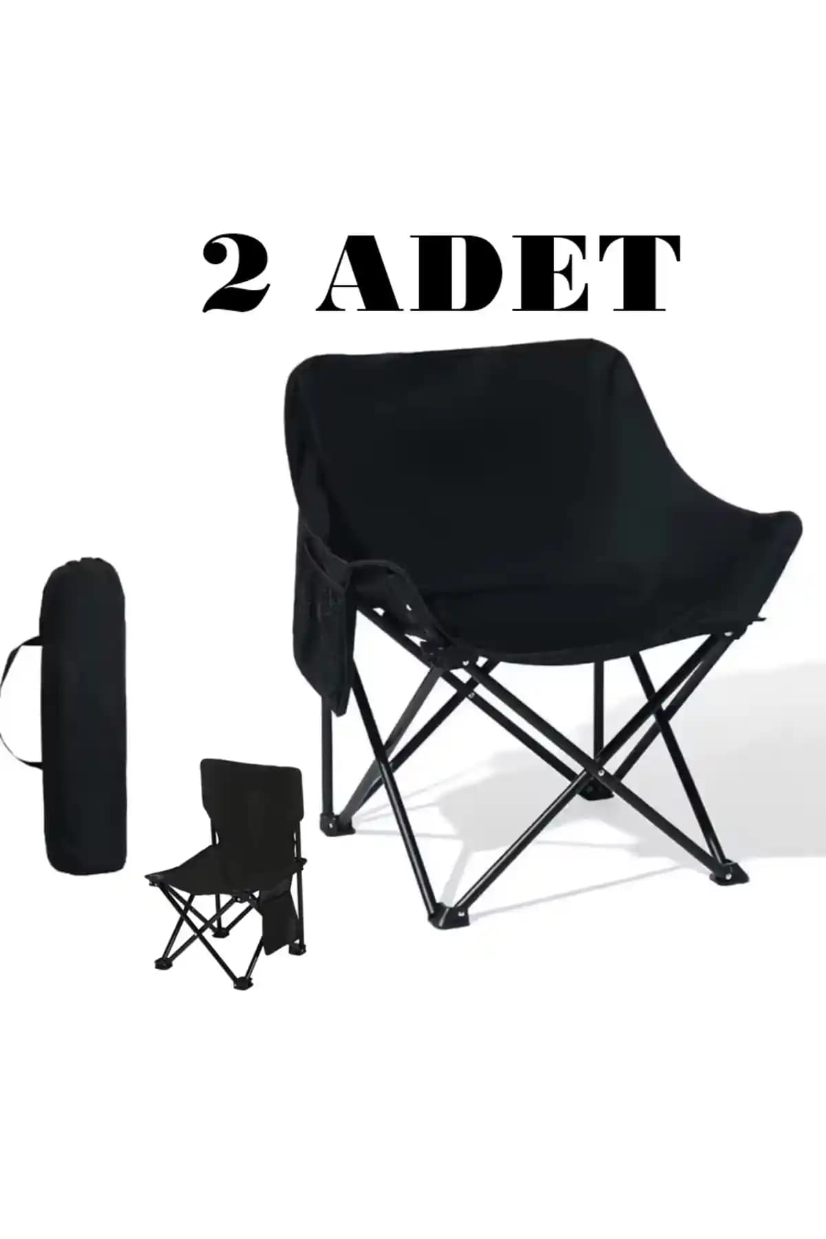 Reidan Siyah Kamp ve Plaj Sandalyesi 2 Adet Dayanıklı ve Pratik Kullanım İçin Uygun