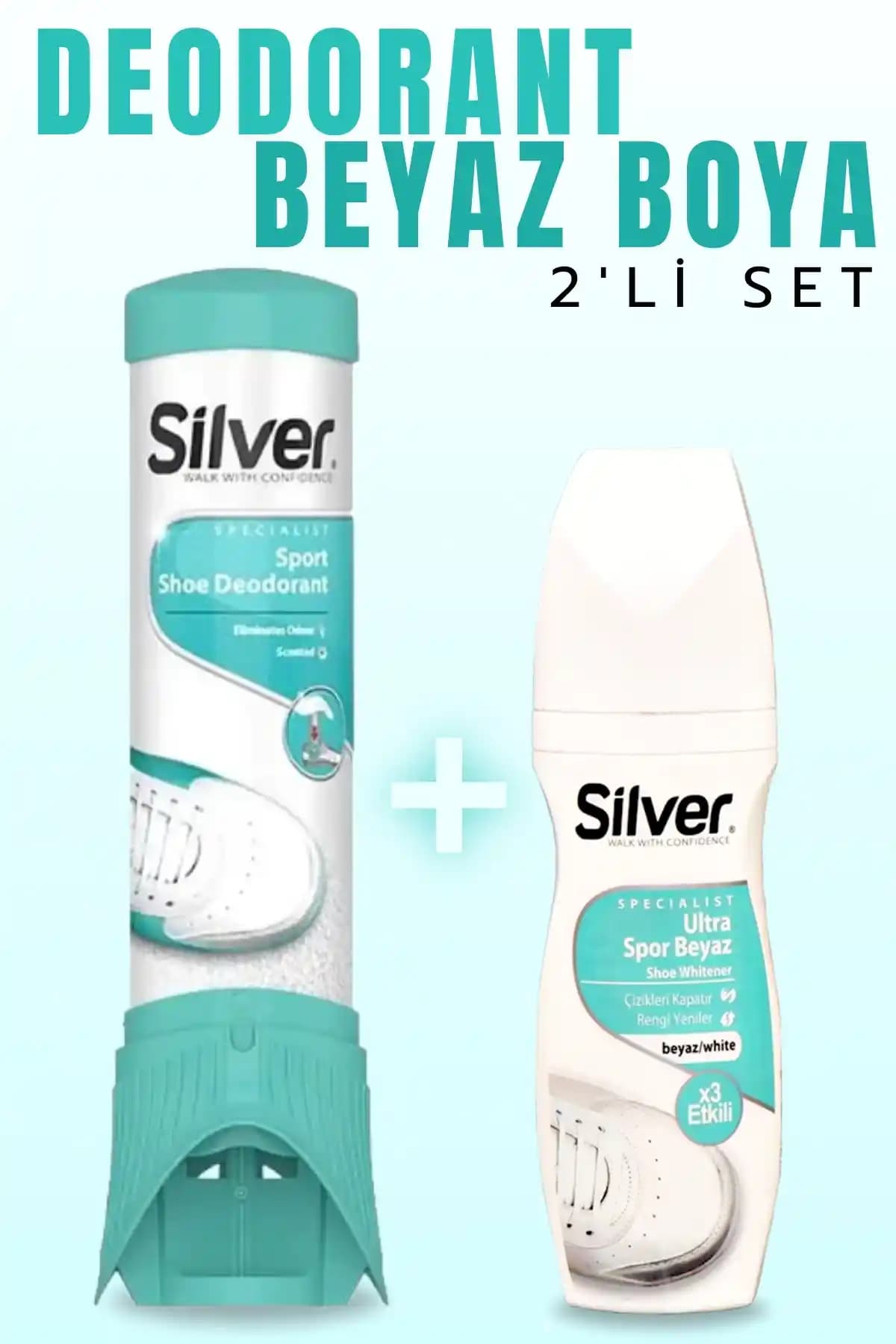 Silver Ayakkabı Bakım Ürünleri: Koku Giderici Deodorant ve Beyaz Spor Ayakkabı Boyası