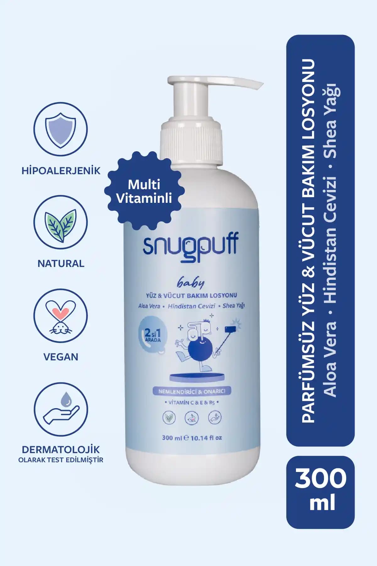 Snugpuff Bitkisel 2’si 1 Vitaminli Bebek Losyonu Doğal ve Güvenilir Cilt Bakımı Ürünü