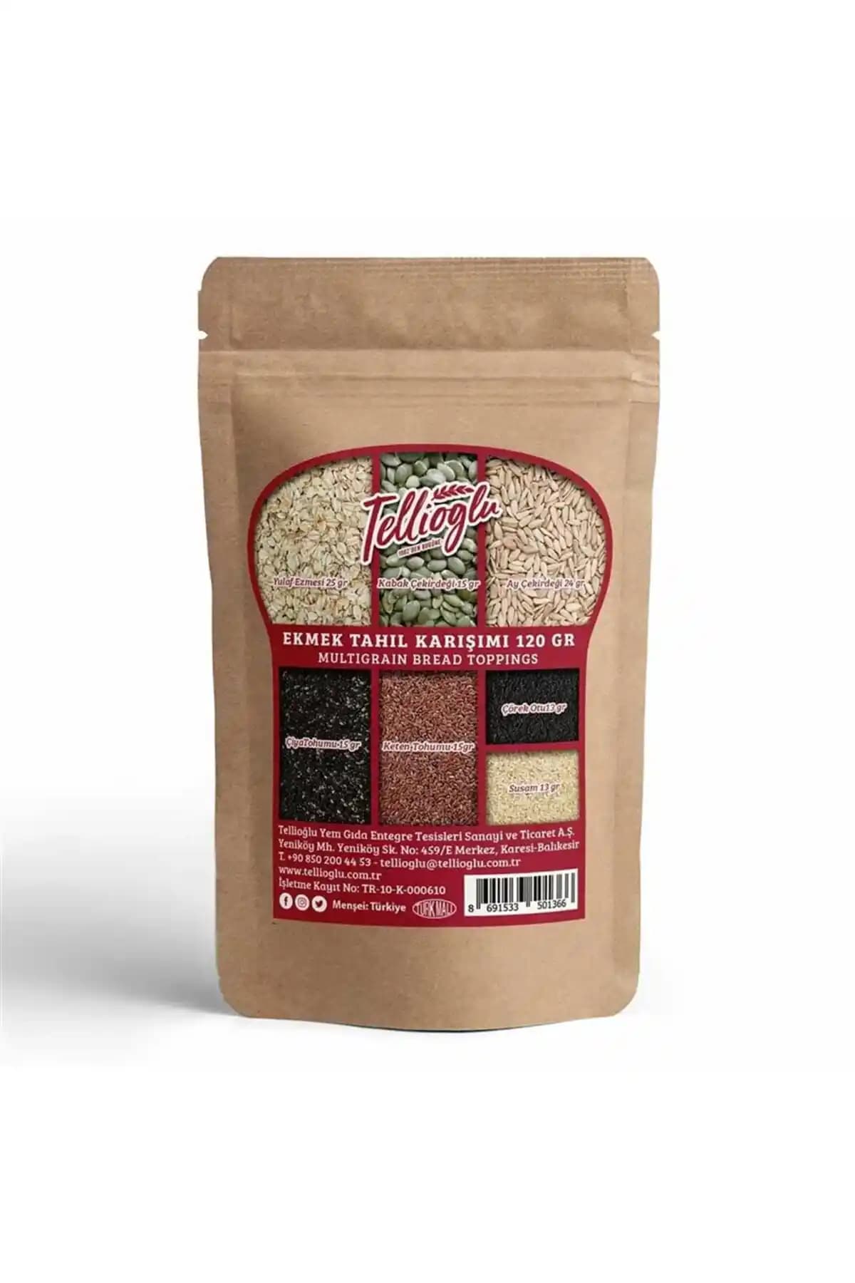 Tellioğlu Ekmek Tahıl Karışımı 120 GR Sağlıklı ve Lezzetli Evde Ekmek Yapımı İçin