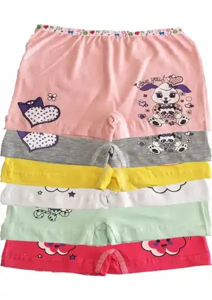 Tutku İç Giyim Kız Çocuk Renkli Likralı Pamuk Boxer Külotları Günlük Kullanım İçin Uygun