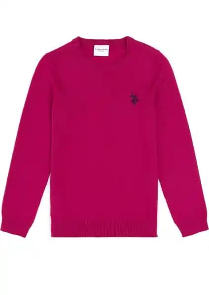 U.S. Polo Assn. Fuşya Kız Çocuk Bisiklet Yaka Basic Kazak: Şık ve Rahat Günlük Giyim Seçeneği