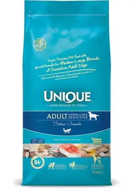 Unique Sensitive Orta ve Büyük Irk Yetişkin Köpek Maması Somonlu 15 Kg Sağlıklı ve Dengeli Beslenme