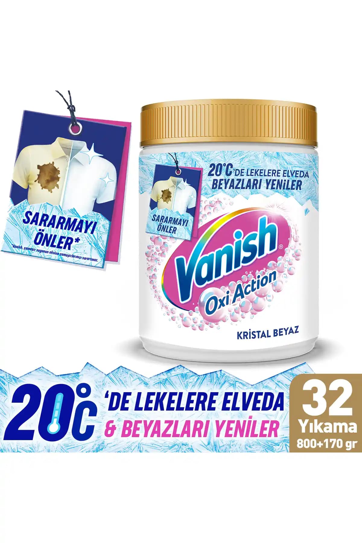Vanish Oxi Action Kristal Beyaz Deterjan Güçlü Leke Çıkarma ve Beyazlatma Özelliğiyle