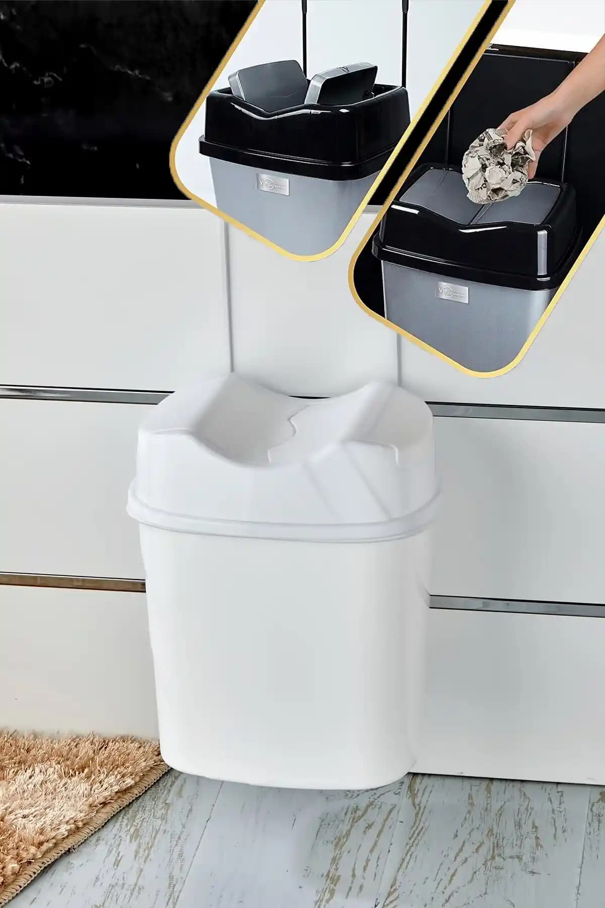 Vipgross Portatif Beyaz Askılı Çöp Kovası: Modern ve Pratik Çözüm