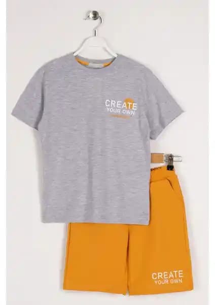 Zepkids Erkek Çocuk Gri Baskılı Kaprili Takım Yüksek Kalite ve Rahat Tasarım