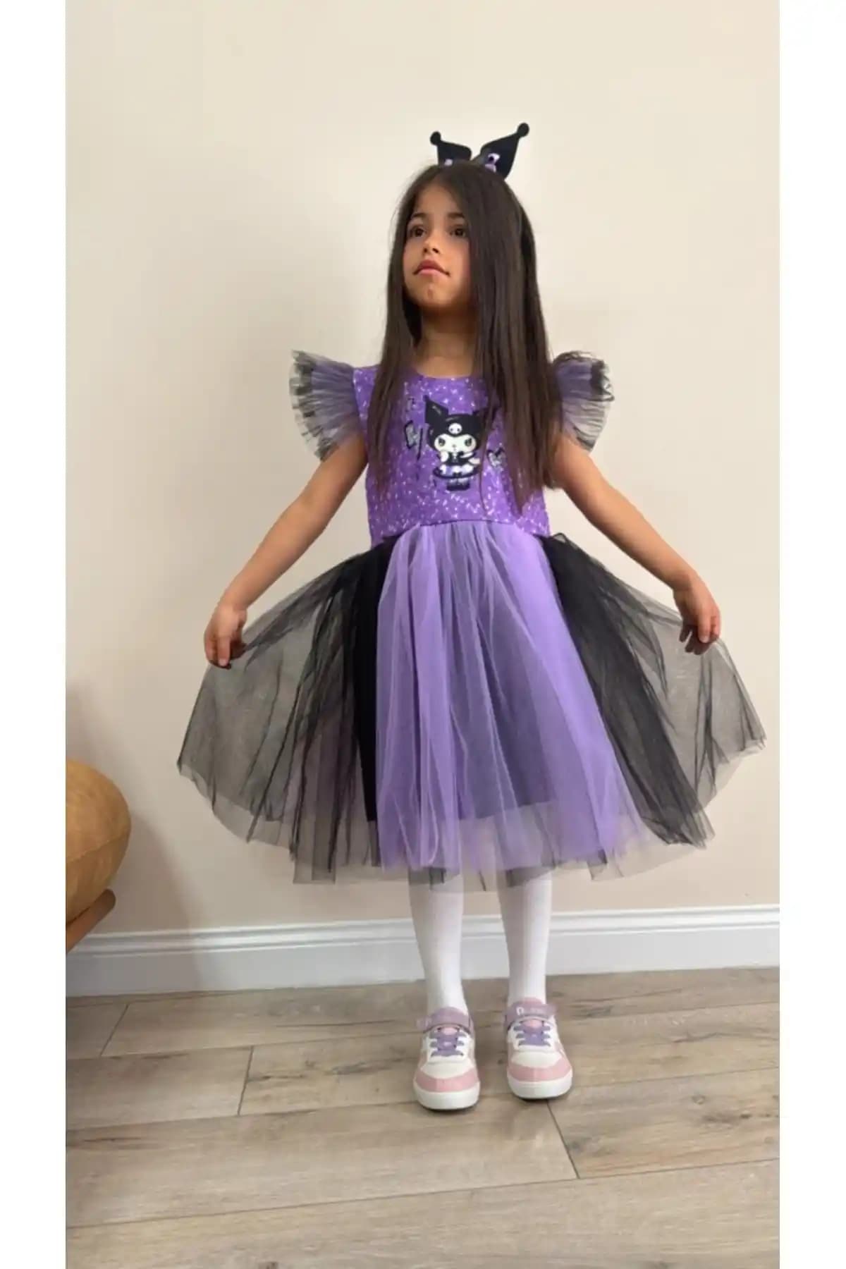 ZEYBABY Kuromi Temalı Çocuk Elbisesi Doğum Günü ve Özel Günler İçin Uygun