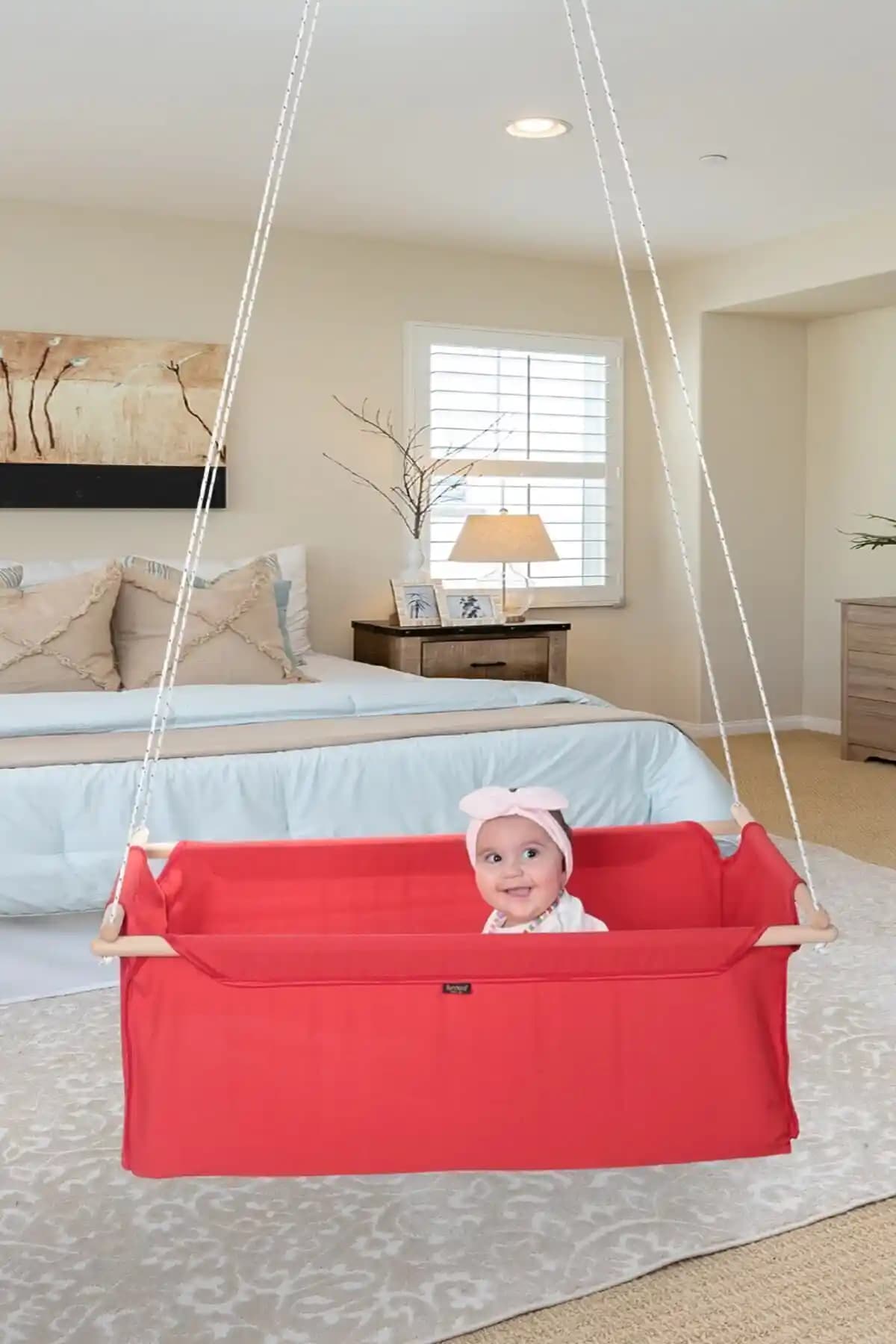 Bundera Sally Kırmızı Ahşap Salıncak Çocuklar İçin Güvenli ve Konforlu Tasarım