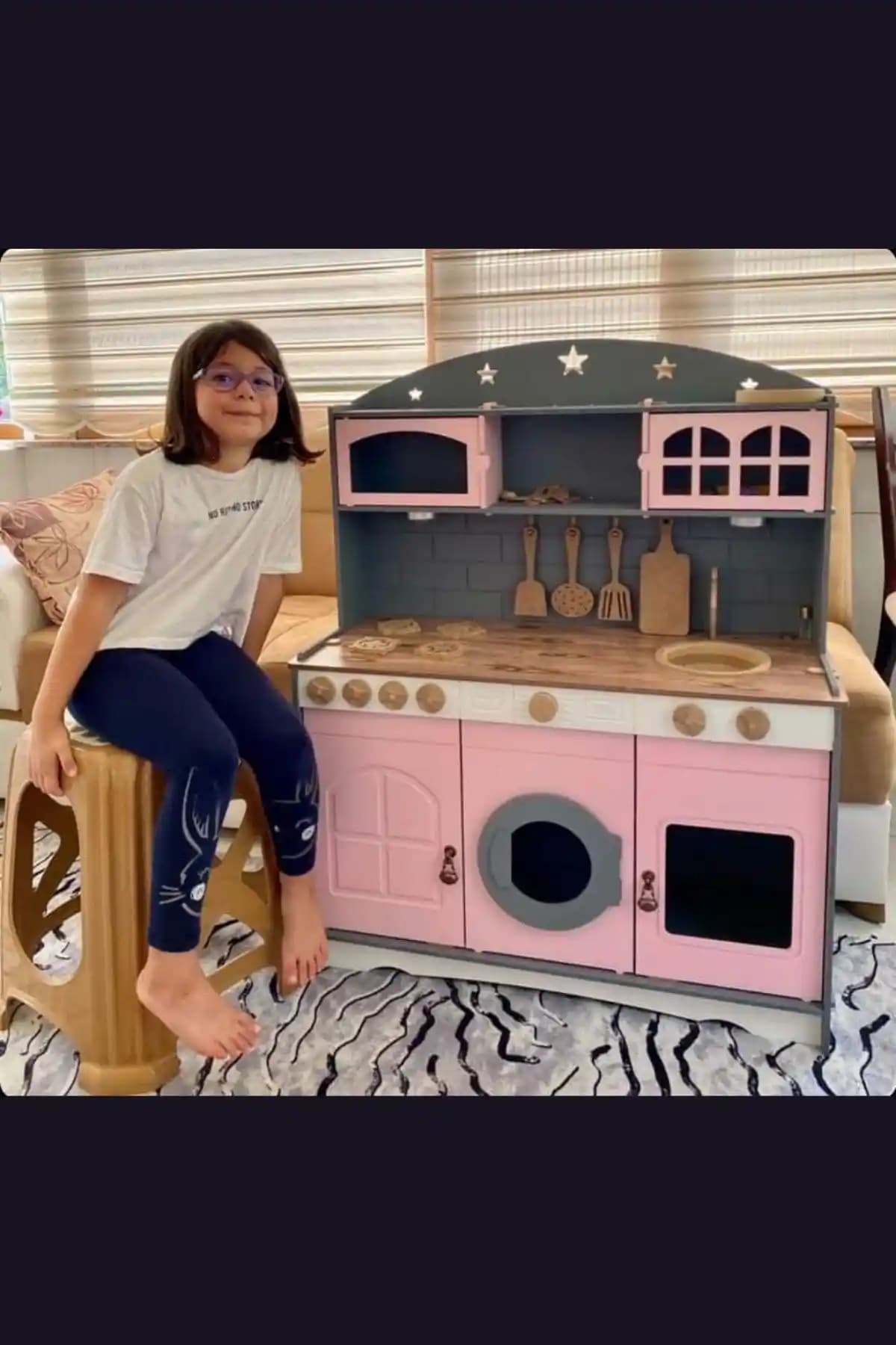 Hedef Ahşap Boyalı Çocuk Mutfak Servis Seti Güvenli ve Dayanıklı Oyun Eşyası