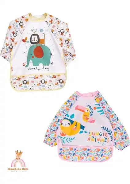 Bebechi Jungle-Safari Temalı Uzun Kollu Mama Önlüğü Çocuklar İçin Koruyucu ve Pratik