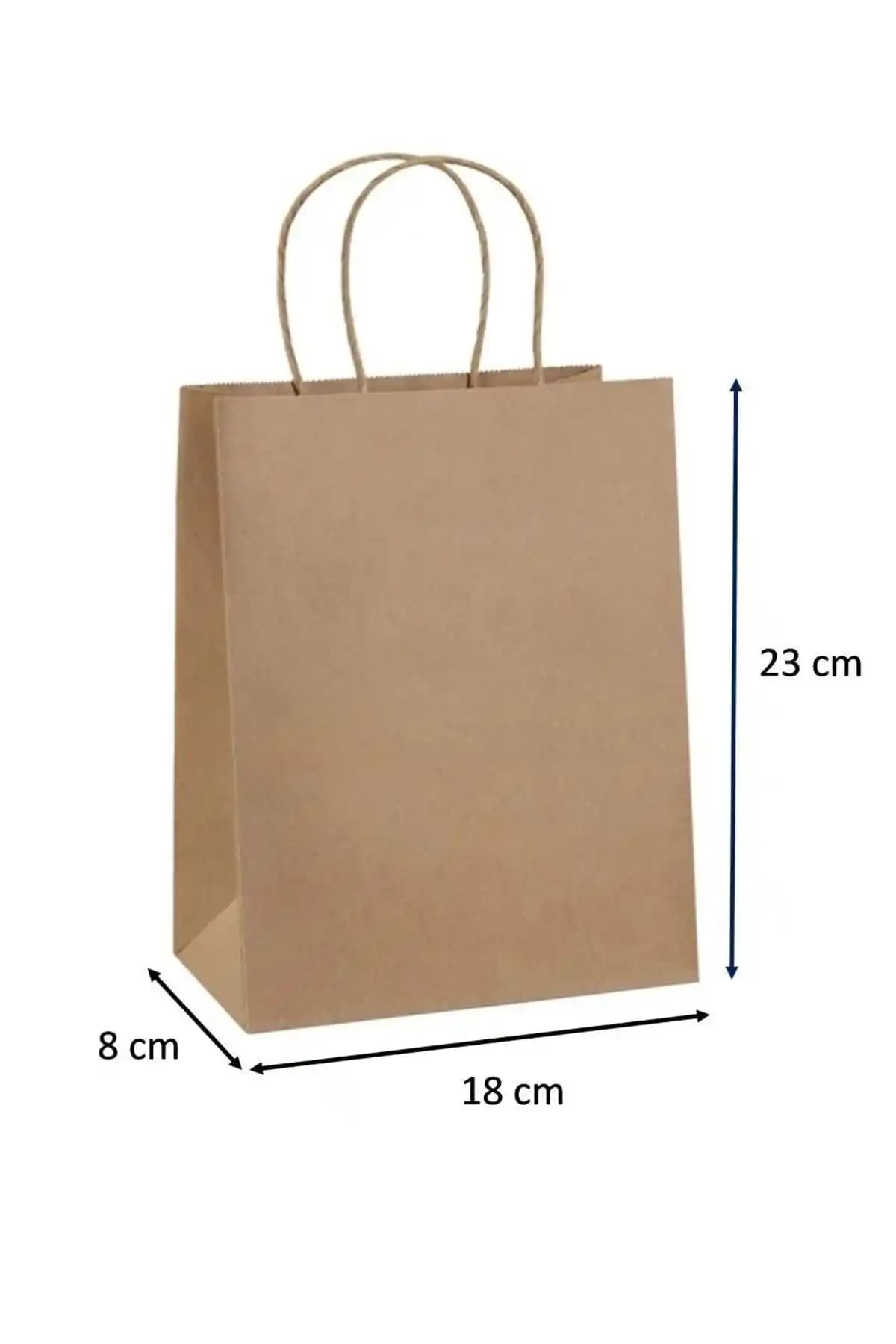 Çevre Dostu Burgu Saplı Kraft Çanta 18x8x23 cm Çok Amaçlı Paketleme Çözümü