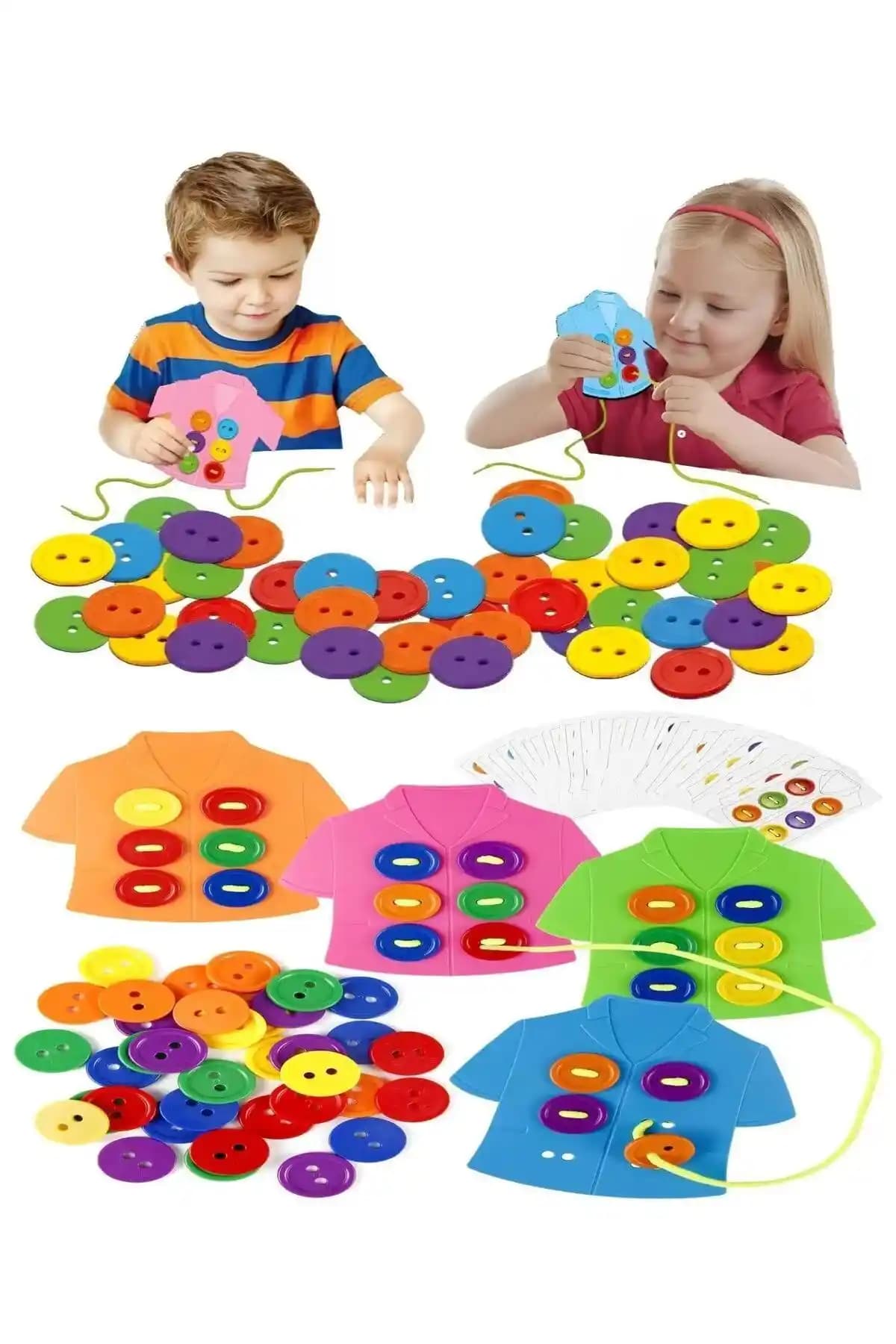 Çocuklar İçin Motor ve Zeka Gelişimine Katkı Sağlayan Giyim ve Düğme Dikme Oyunu