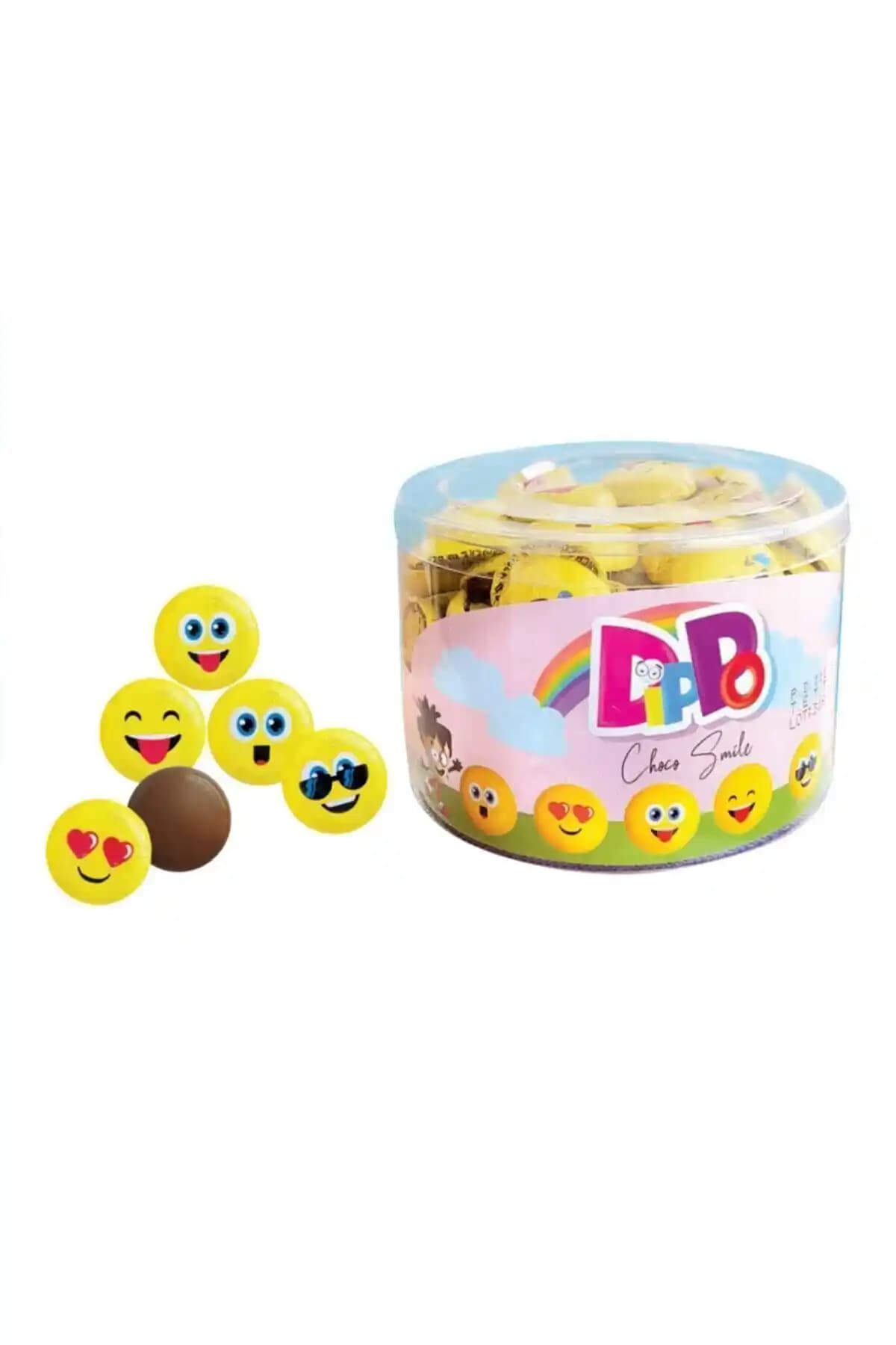 Dippo Choco Smile Emojili Çikolata 100 Adet 5 Gr Paketle Çocuklar ve Gençler İçin Eğlenceli Tatlı Alternatifi