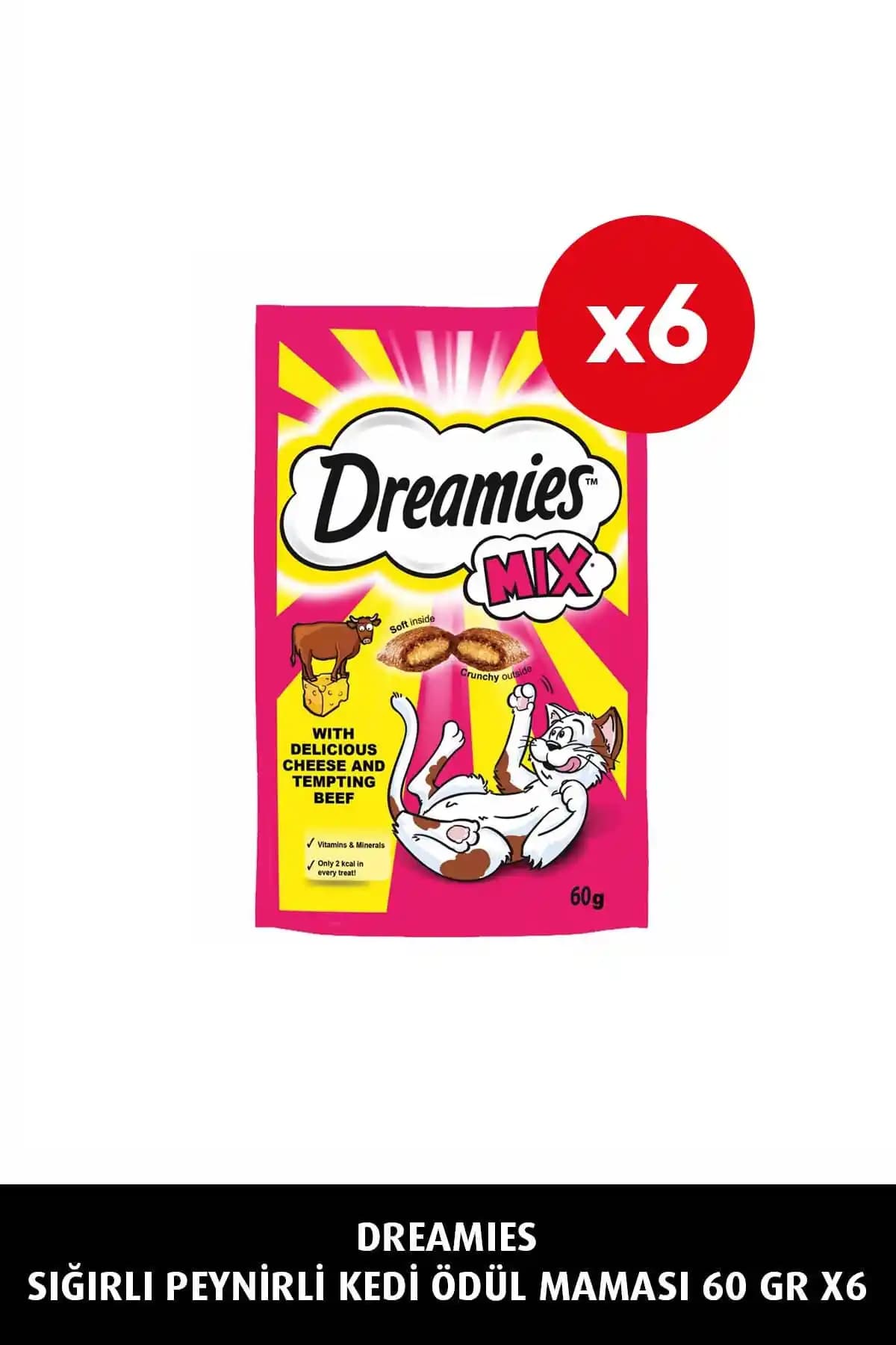 Dreamies Sığırlı Peynirli Kedi Maması 60 gr 6'lı Paketle Yüksek Kaliteli Atıştırmalık