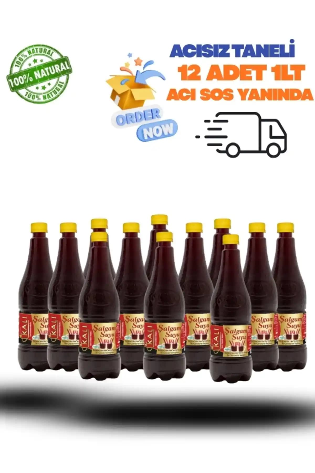 Kalı Şalgam 12 Adet 1 Litre - Geleneksel ve Acılı Şalgam Suyu Ürünü