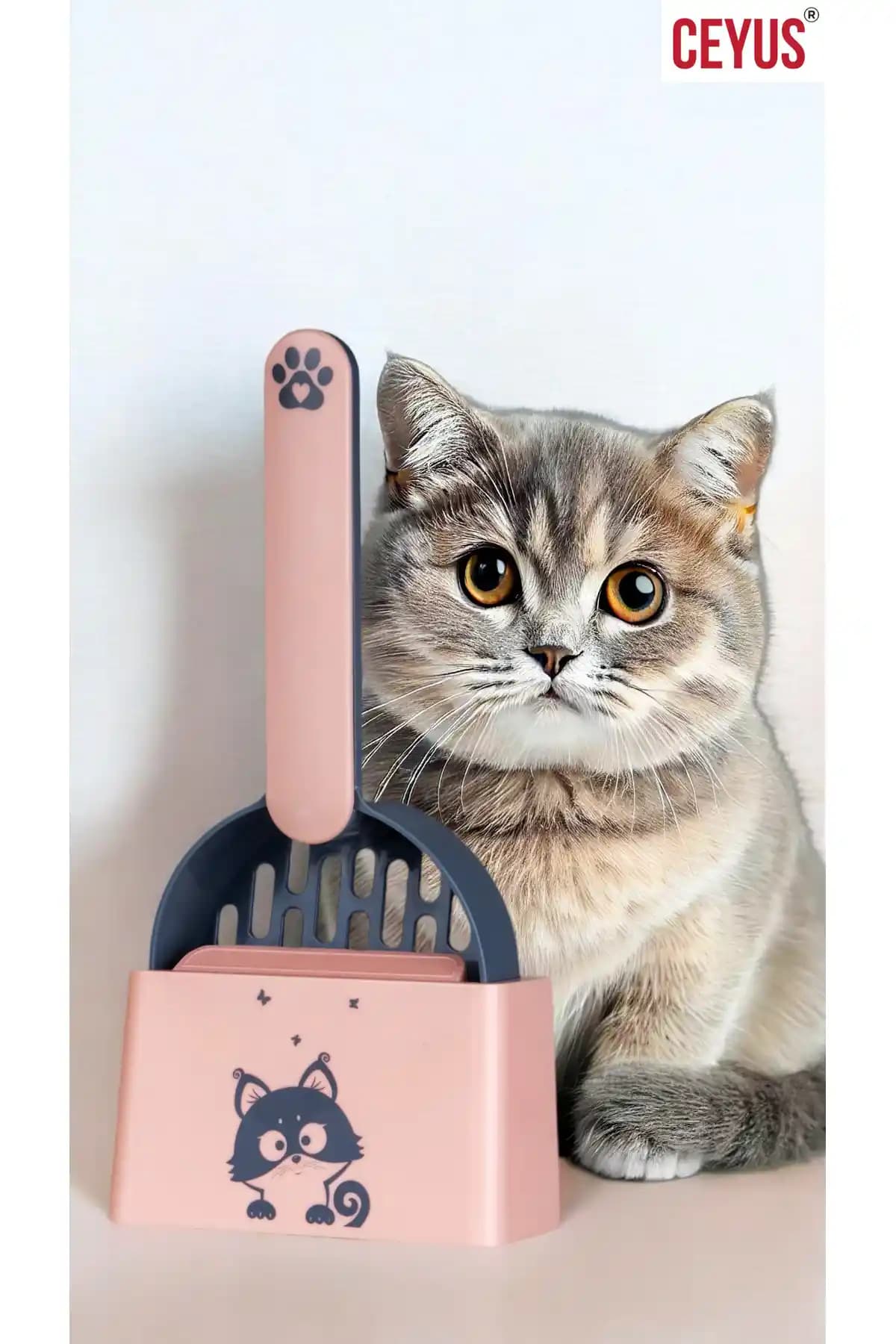Kedi Kumu Temizleme Küreği ve Platformu Pembe: Pratik ve Hijyenik Kullanım İçin Uygun