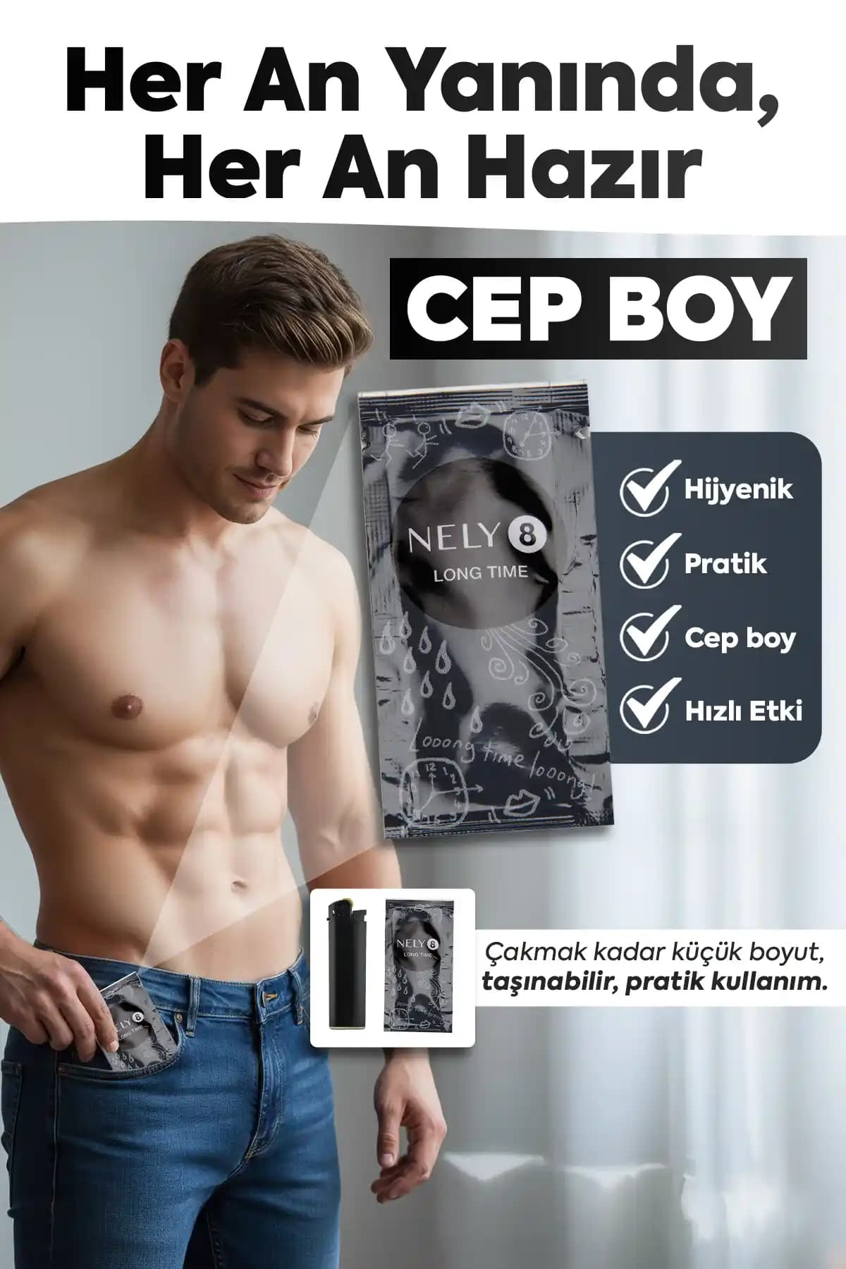 Nely8 Long Time Jel Erkekler İçin Uzun Süreli Etki Sağlayan Hijyenik Kullan At Kremi