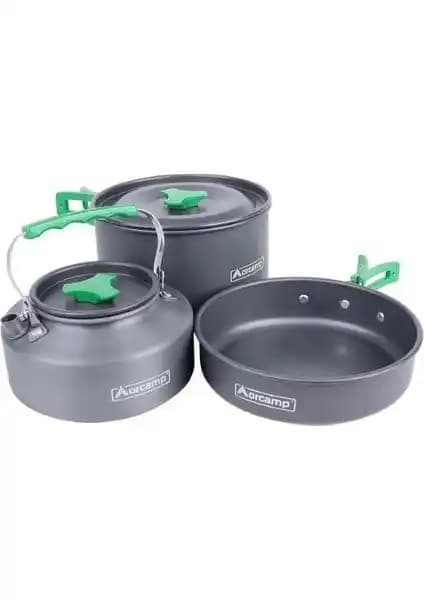 Orcamp Outdoor 3'lü Hafif Alüminyum Kamp Tencere Seti Doğa Aktiviteleri İçin Pratik Çözüm