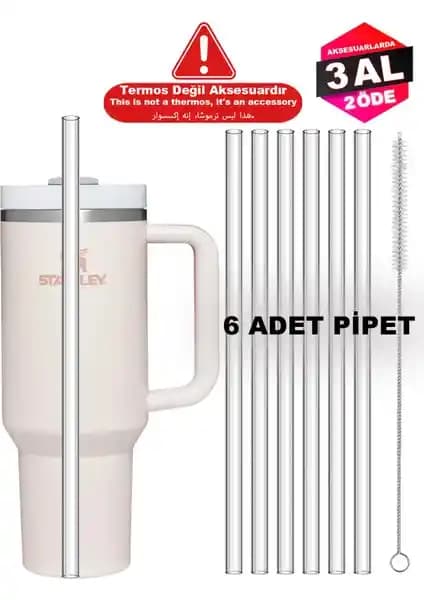 Stanley Quencher Uyumlu 6'lı Pipet Seti Sağlıklı ve Çevre Dostu Kullanım İçin Uygun