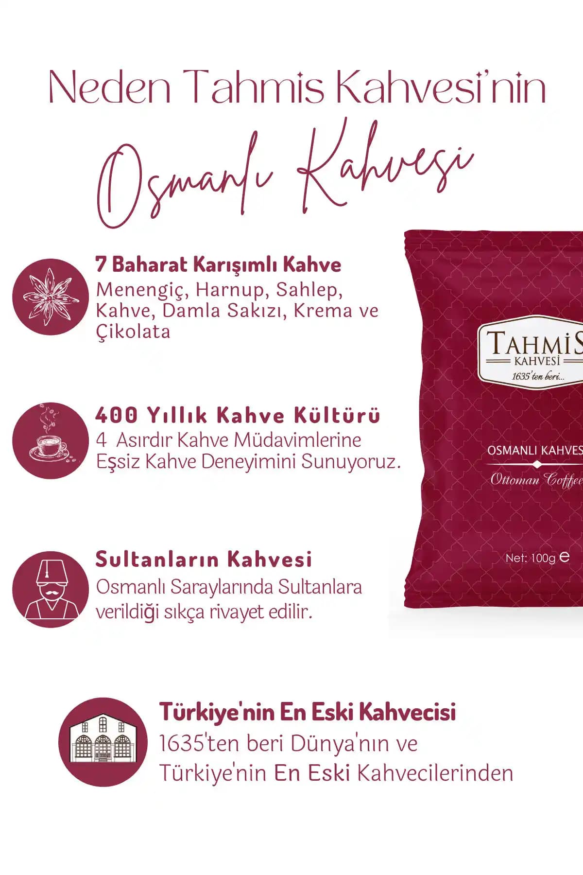 Tahmis Osmanlı Kahvesi 100 gr Karışımlı Geleneksel ve Doğal Kahve Ürünü