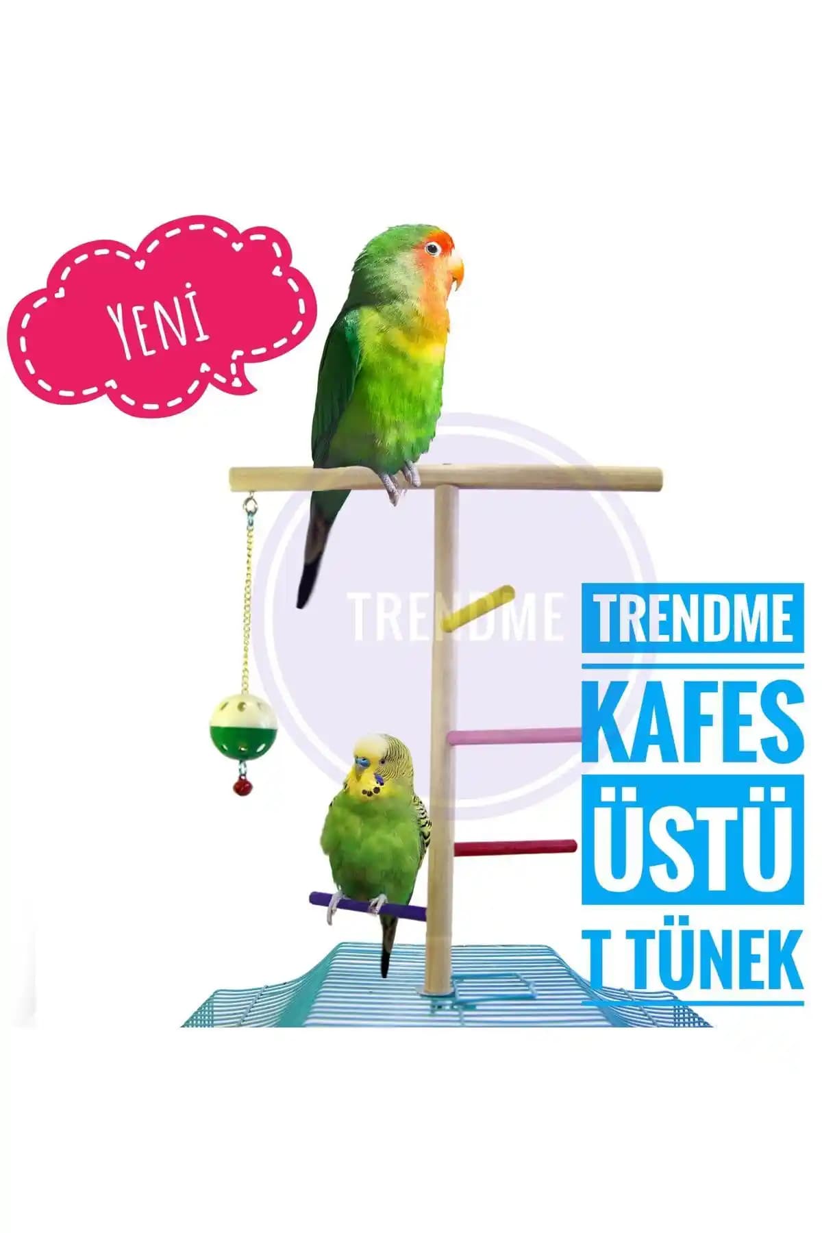 UniqBirdToys Trendme Kafes Üstü Basamaklı Kuş Tünek Doğal ve Dayanıklı Tasarım