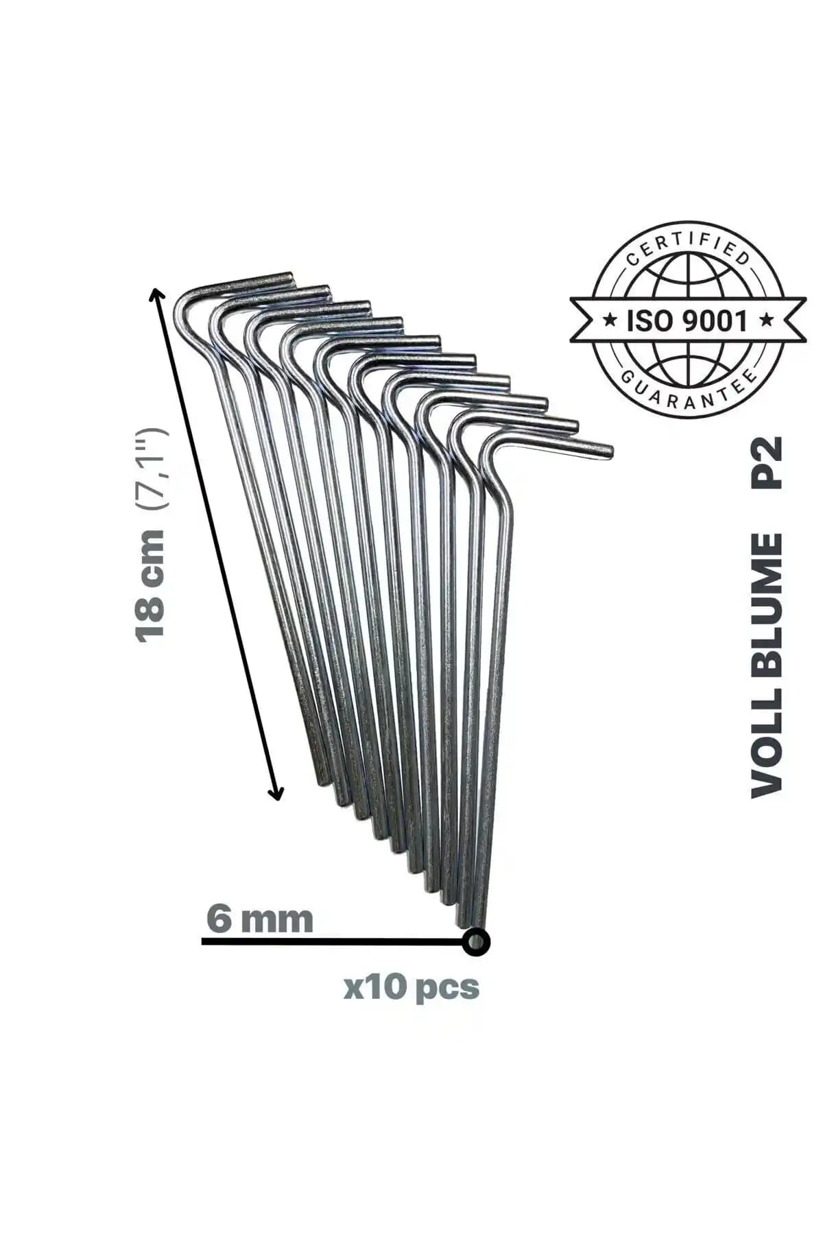 VOLL BLUME P2 10 Adet Kalın Çelik Çadır Kazıkları Dayanıklılık ve Güvenilirlik